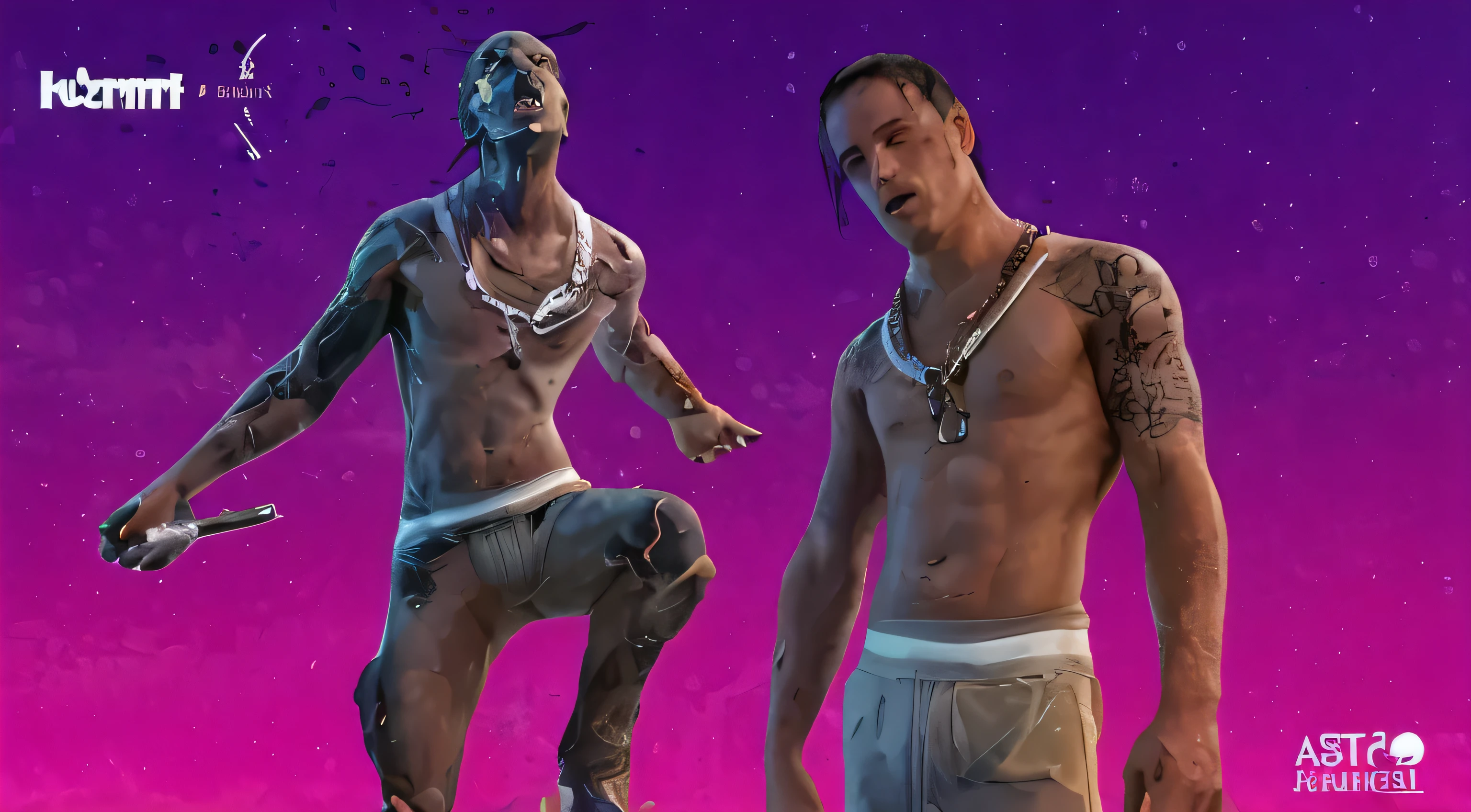 Best quality, tatto, 3 amigos homens, 26 anos, goggles on forehead, olhos azuis, asas, black white pants, sapato branco, cabelo curto branco, barba, gold watch, heart face tattoo, gold cord