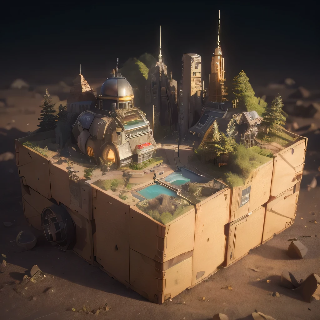 6598年Mars realistic model, (Bifurcation, original photo, best quality, masterpiece:1.4),Steampunk Cyberpunk 6820 City,(CyberpunkMars light:1.3), Mars (related to land),(in a small nature box:1.3),Isometric, small nature, landscape on foundation,landscape,