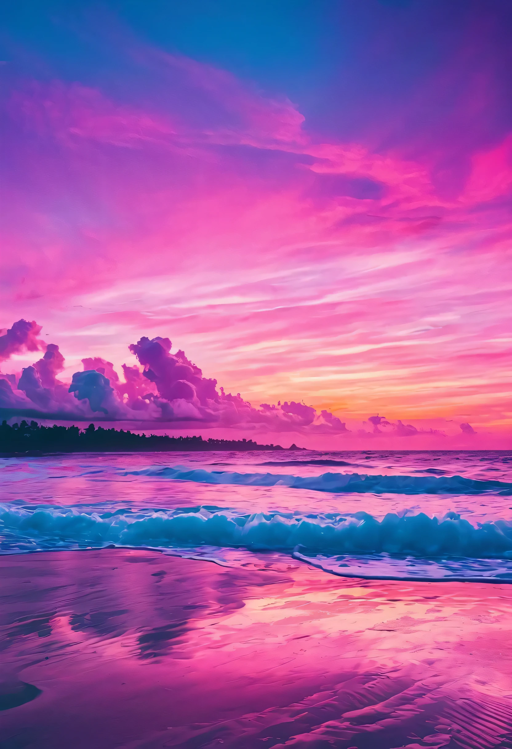 Fonds d'phone screen'summer sunset on cotton candy beach