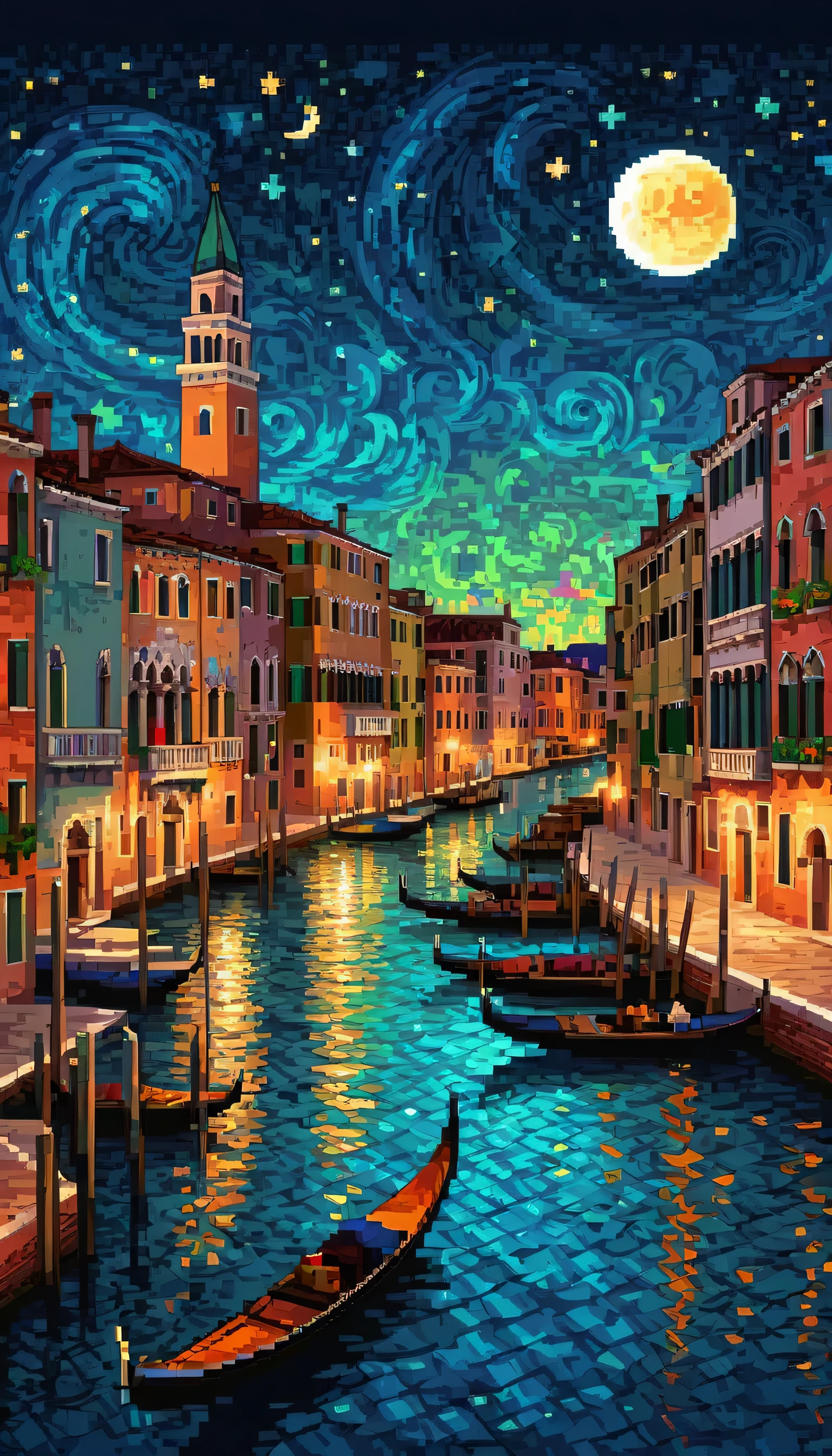 Pixel art,Pixel art,venice night sky,,cute,pop,Gentle color,Cast colorful spells,nice background image,masterpiece,最高masterpiece,Light and shadow,draw carefully,Bright colors,fantasy,fancy,rendering,magic element,