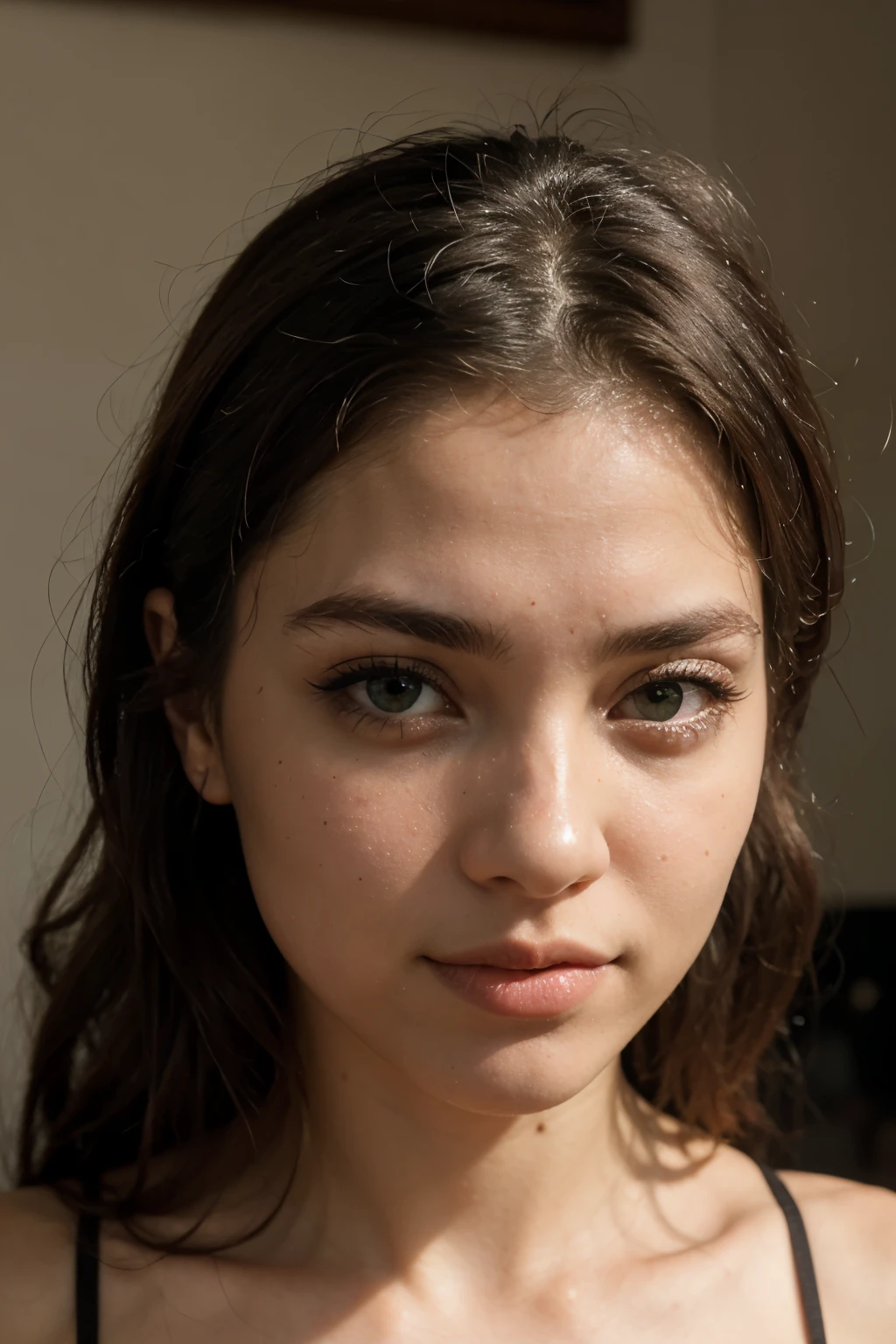 Mujer, morocha, ojos verdes