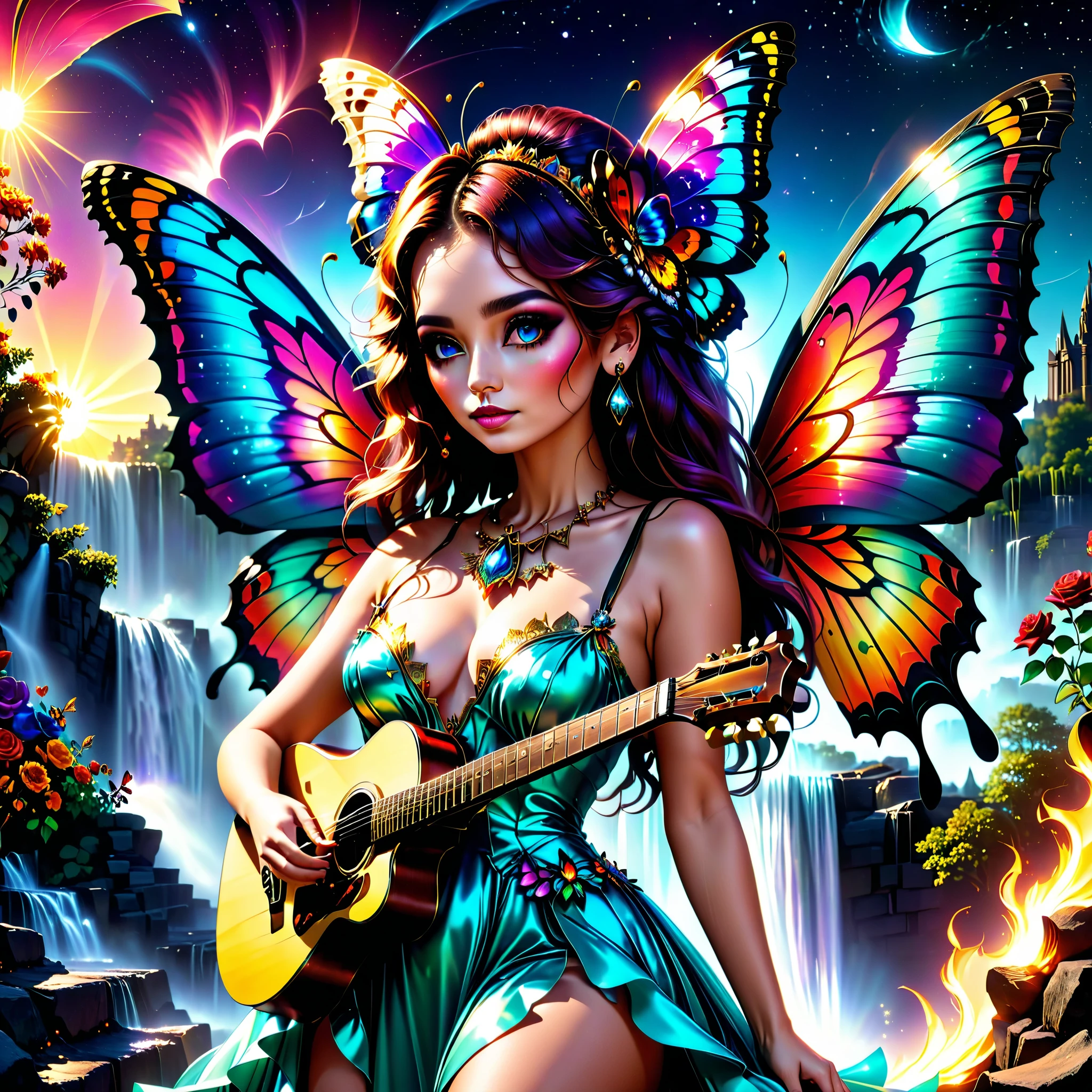 nebulae stars panoramic starry_sky sunset spacious Sunshine sunrise, BackView Guitarist (holding guitar:1.3) UnrealEngine5 ultra Cinematic_sunLight Diva Urban deep path equirectangular Stage Epic tmasterpiece retro dramatic scenes dynamic composition ultra_photo-realistic girl_Back-View rose Style Fullbodye Tattoo ❤ kanzite Heart symmetrical "Dia de los Muertos" Lys meticulously intricate beholder Eiffel ultra_high-details ultra_high-quality ultra_high-definition ultra_high-resolution gorgeous epic ((Brights eyes)) (Detailed eyes) ((ultra detailed hairry skin oil)) ((ultra realistic skin)) silk (The Little Faux Freckles Makeupgirl shiny facial skin silks) ((expressive characters reddener)) heavy necklace blink blink indigo turquoise Earth hearth sundrop jewelry straps on the shoulders of dress ((ultra sharp-focus)) frange ((captivating colors (Dia de los Muertos) colorful BridalDress)) optimal perfection accurate volumetric Lightning contrast global illumination cgi vfx sfx reflex Octane_render extreme improved UHD XT3 saturate radiant vivid DSLR HDR romm rgb pbr 3dcg fxaa blu-ray backlight colors-coded frontlight anti-aliasing fkaa txaa rtx ssao opengl-shaders glsl-shaders post-processing post-production cell-shading tone-mapping luminescence jewel Crystalline butterfly "Niagara Falls" CGSCOSITY invokes monarch fleuraison summon monster monstrous viceroy fire magic creature bloom Tourmaline crystal opal "Water Falls" population glass strange glow "Heavy Metal" chrome extremely detailed reflection sex nsfw naked varies multi etc. --v6 --s1000 --c20 --q5 --chaos100