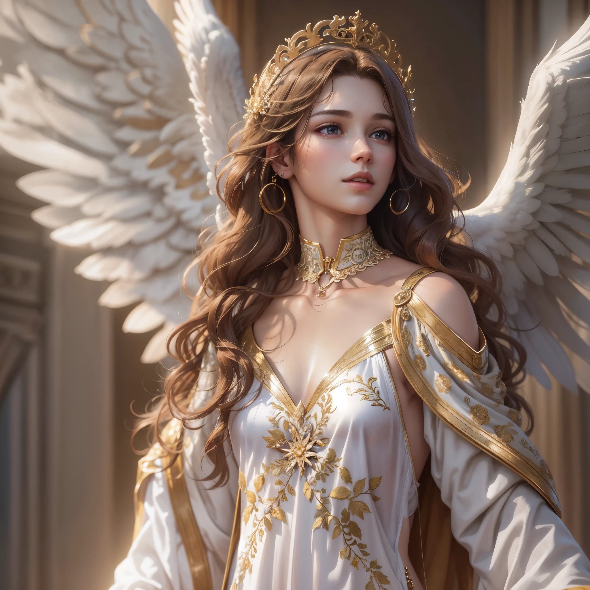 masterpiece, highest quality, 8K, real person, realistic, Very detailed CG, shiny skin, Fully focused, heaven, glory of god, shine, Angel, bless, happiness,