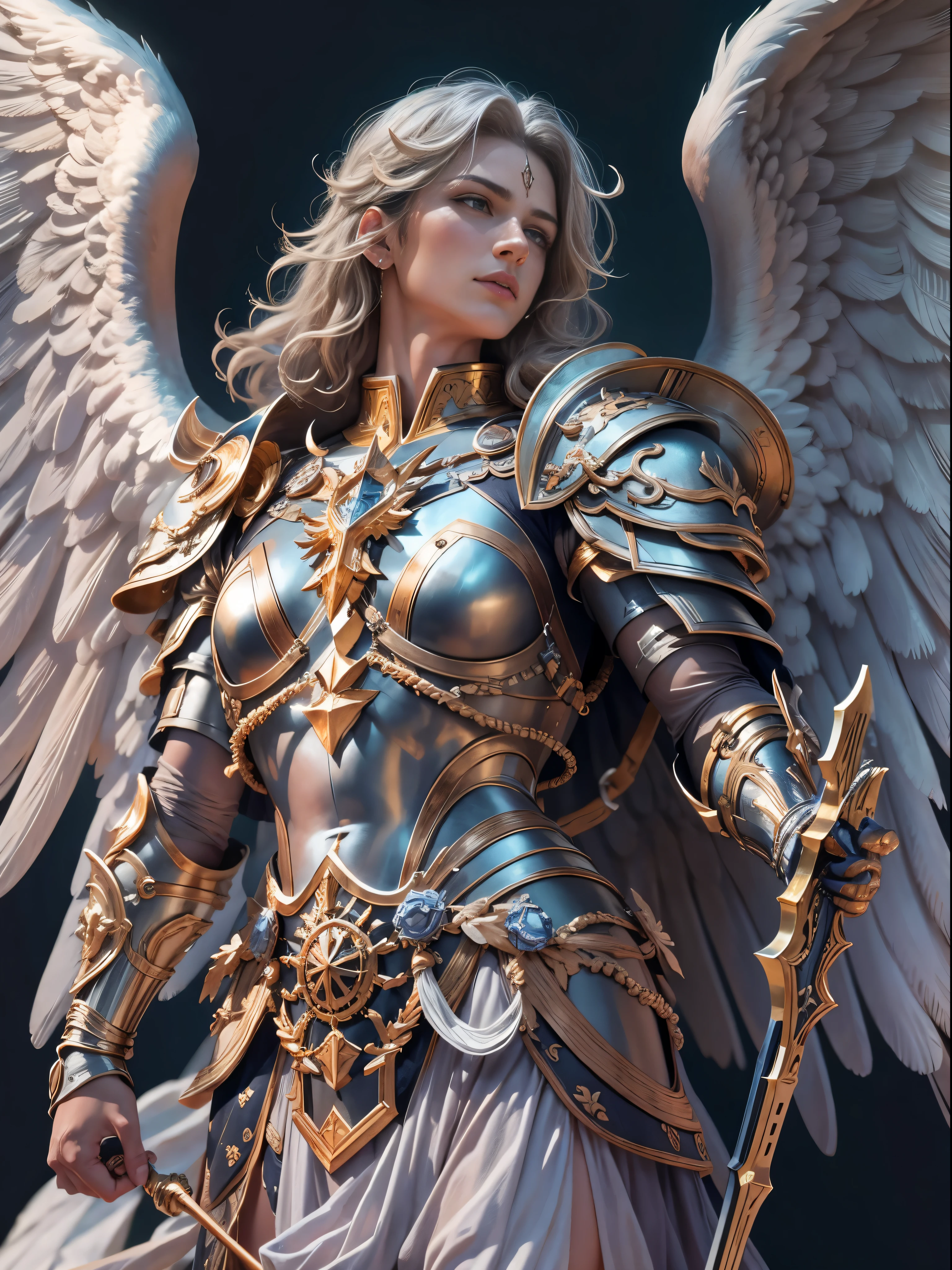 archangel michael、The last piece of the four angels,highest quality,Super detailed,High resolution,High resolution,4k,4K portrait,8K,8K portrait,unity 8k wallpaper,Detailed CG,realistic,Raw photo,real person,portrait photography,realistic,shiny skin,fine skin,