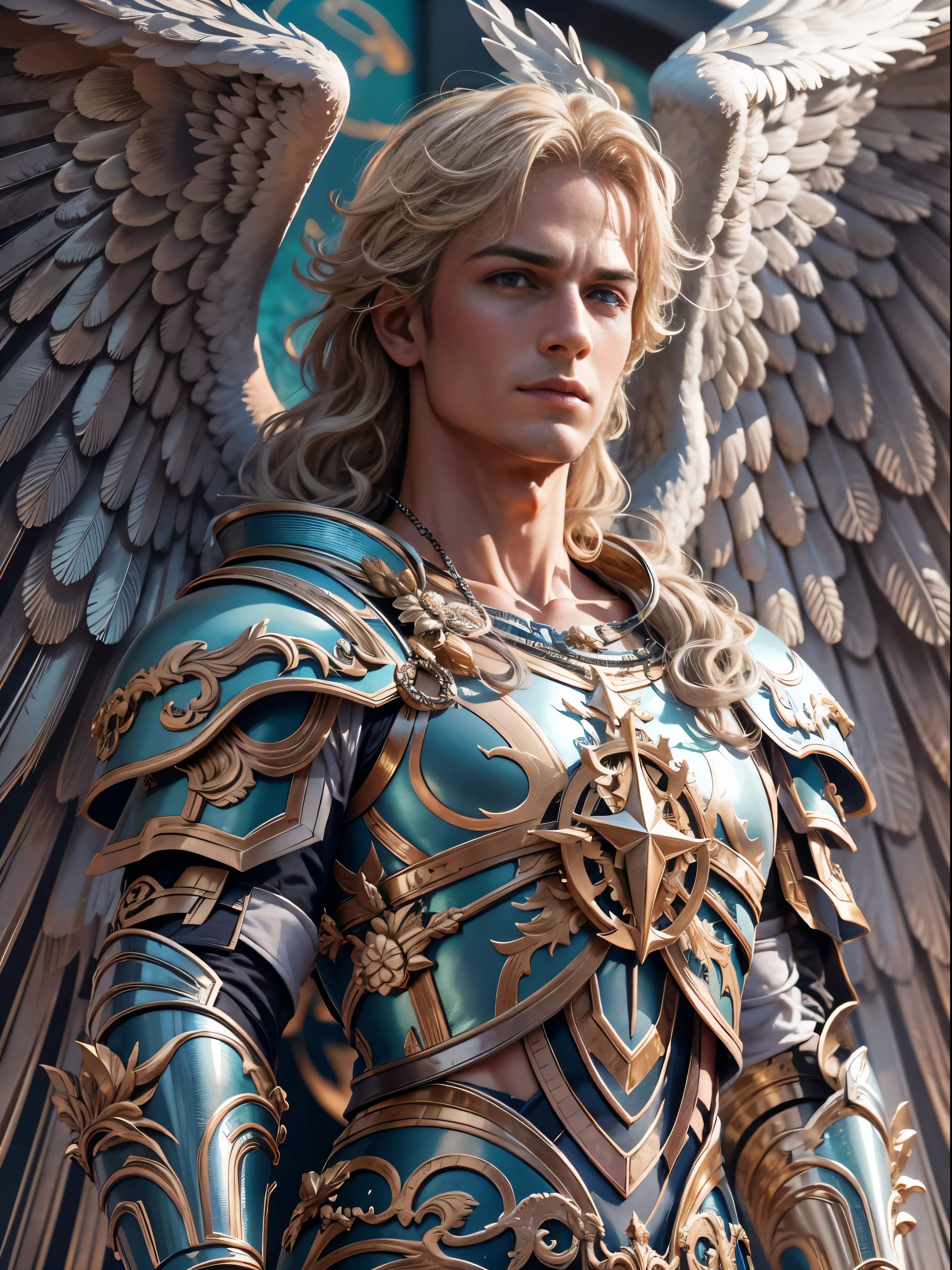 archangel michael、The last piece of the four angels,highest quality,Super detailed,High resolution,High resolution,4k,4K portrait,8K,8K portrait,unity 8k wallpaper,Detailed CG,realistic,Raw photo,real person,portrait photography,realistic,shiny skin,fine skin,