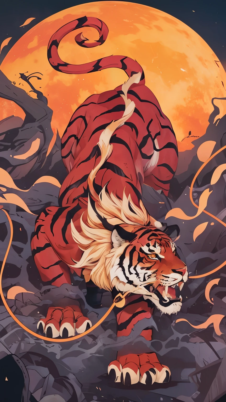(bestselling book cover,photorealistic),angry tiger,ferocious,snarling,sharp teeth,piercing yellow eyes,intense gaze,rippling muscles,dense jungle background,dappled sunlight,survival instinct,wilderness,dominance,primal power,raw energy,vibrant colors,burning rage,striking contrast,dynamic composition,hyper-realistic fur texture,detail-rich,highly rendered,tension,explosive energy,menacing presence,striking pose,masterpiece:1.1