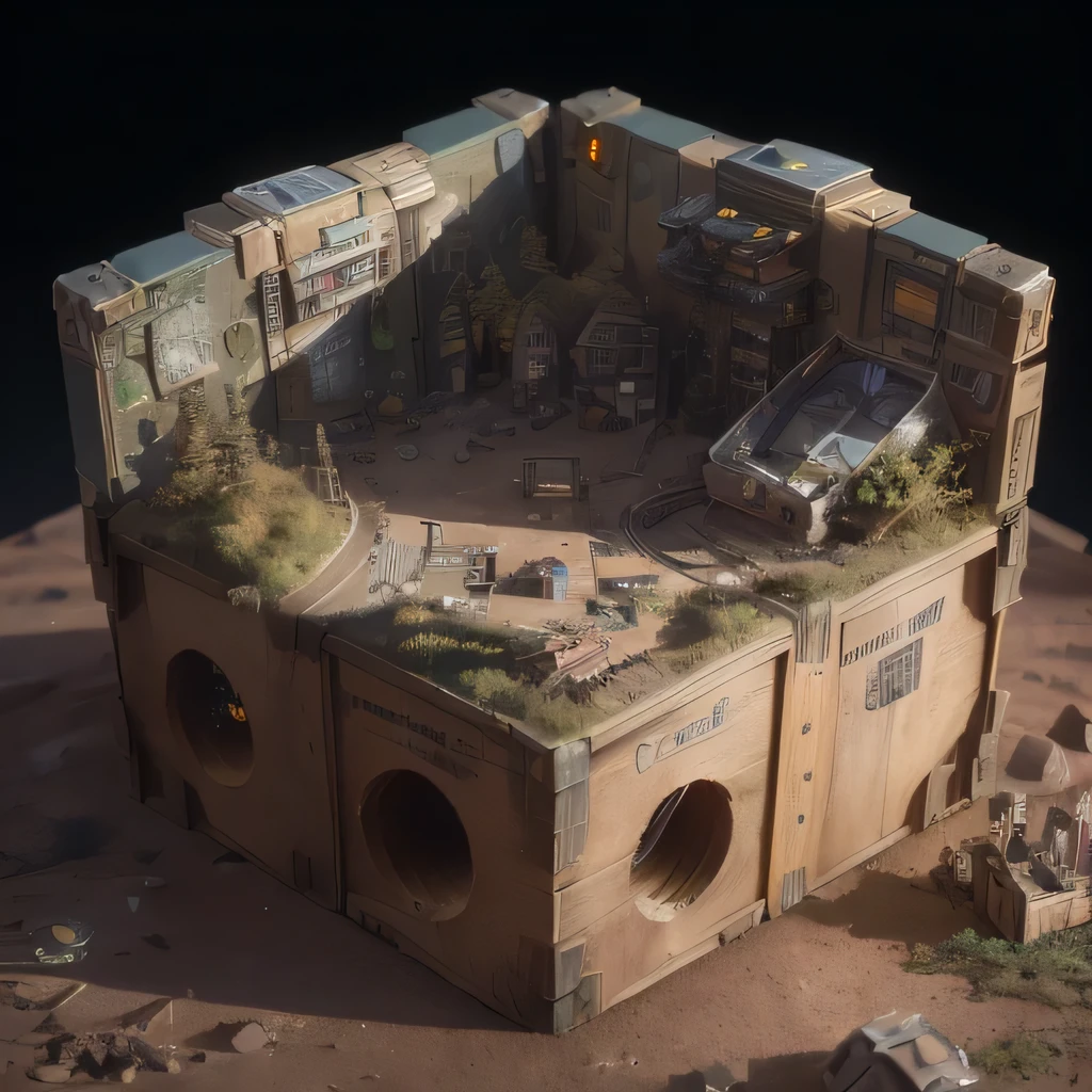 6598年Mars realistic model, (Bifurcation, original photo, best quality, masterpiece:1.4),Steampunk Cyberpunk 6820 City,(CyberpunkMars light:1.3), Mars (related to land),(in a small nature box:1.3),Isometric, small nature, landscape on foundation,landscape,
