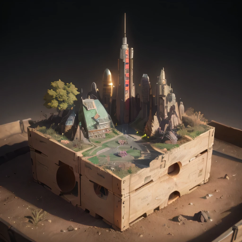 6598年Mars realistic model, (Bifurcation, original photo, best quality, masterpiece:1.4),Steampunk Cyberpunk 6820 City,(CyberpunkMars light:1.3), Mars (related to land),(in a small nature box:1.3),Isometric, small nature, landscape on foundation,landscape,