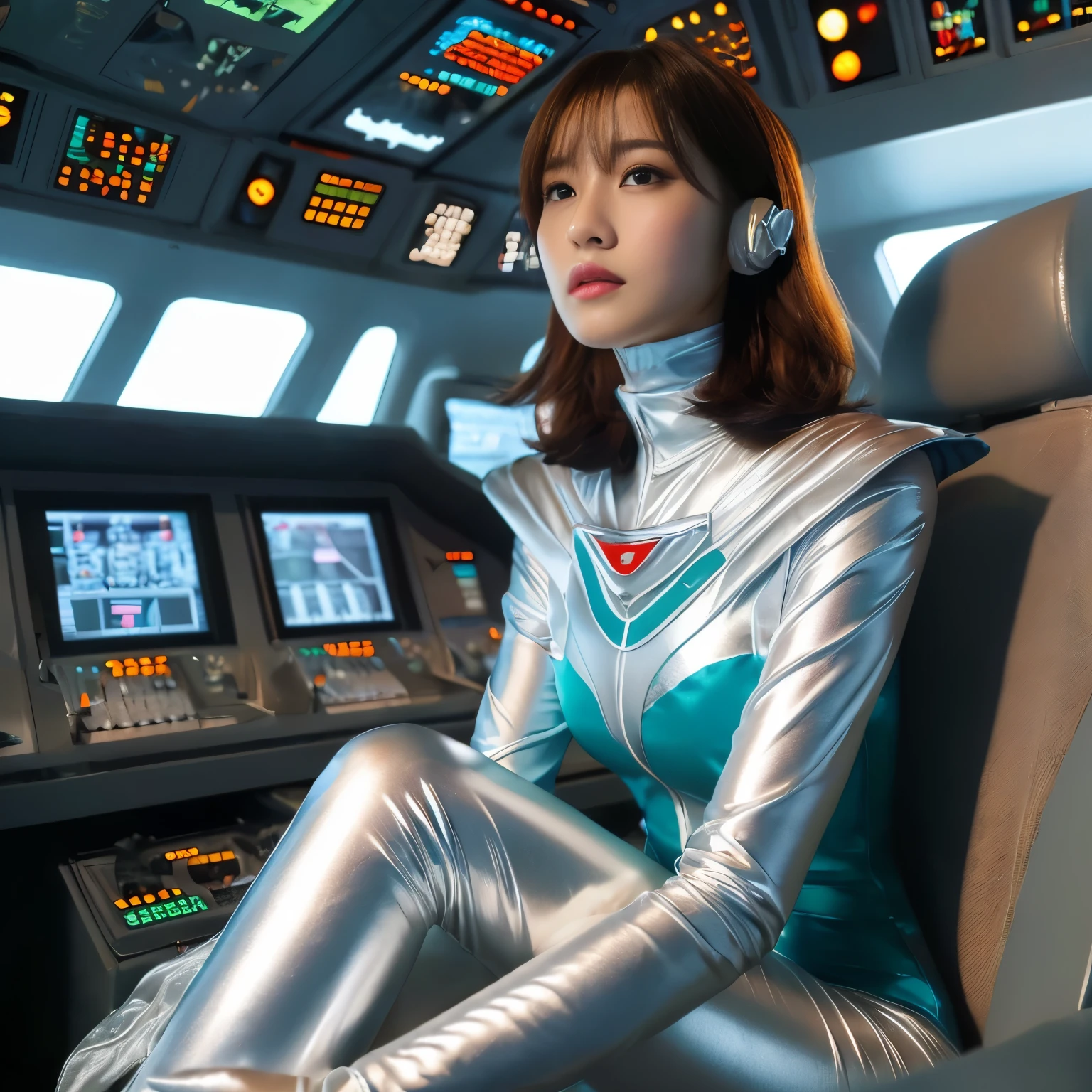 best image quality、Super high resolution、(realism:1.4)、Korean beauty star、The most beautiful KPOP star、horny face、Horny Korean makeup、erotic expression、A body that makes you want to touch it、erotic photos、((Realistic shiny satin fabric texture、High-gloss stretch satin fabric that is smooth and smooth to the touch.、The drape of the curved part of the shiny satin fabric、strong shiny costume、The smooth and beautiful quality and luster of the costumes、A shiny costume made of high-quality satin fabric with high density.、Smooth to the touch oil light liang ice 縝绸 ultra-class battleship skin coat COS、Super Sentai Women&#39;s Heroine Suit、Texture of costumes that satin fetishists respond to、Thin, glossy stretch satin fabric)),8K photo quality