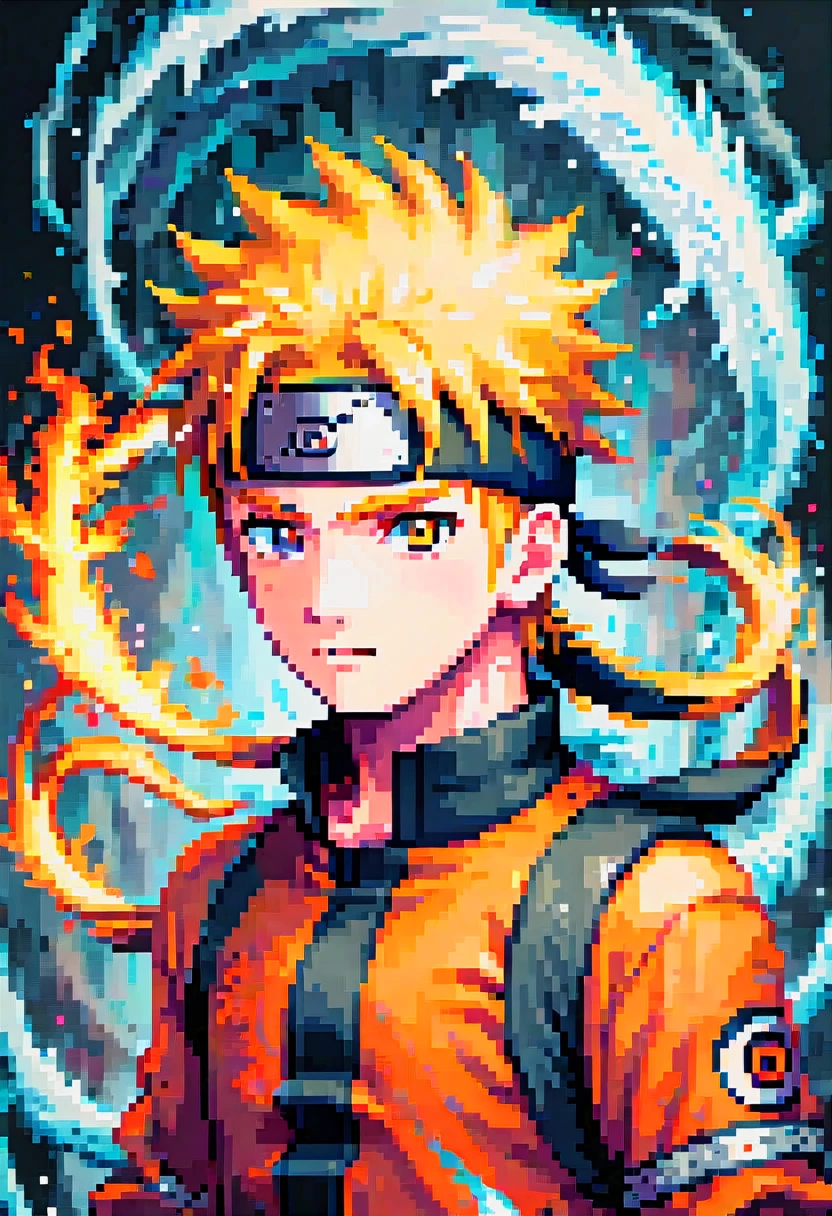 pixel art painting, "NARUTO", fantasy, (best quality, masterpiece, Representative work, official art, Professional, Ultra intricate detailed, 8k:1.3)