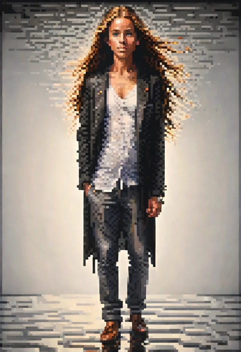 pixel art painting by Chuck Close, best quality, masterpiece, high details, Ultra intricate detailed