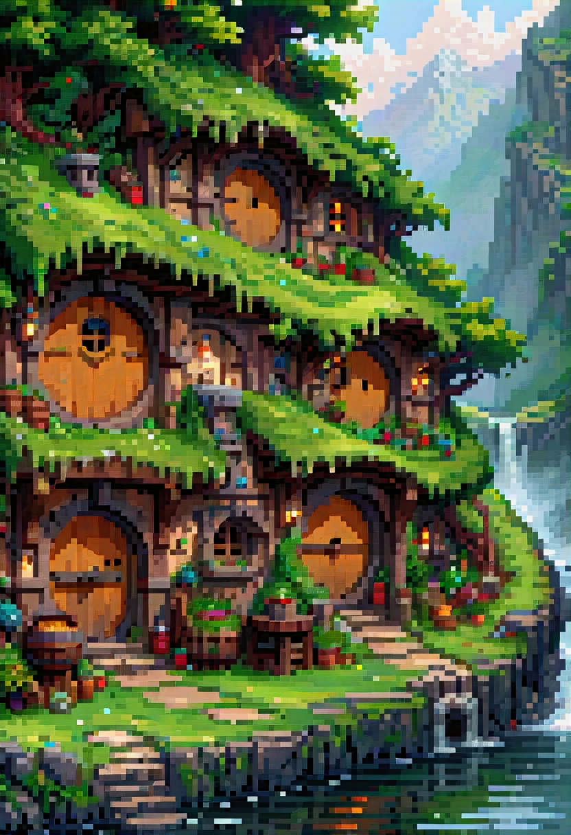 pixel art, "The Hobbit", fantasy, (best quality, masterpiece, Representative work, official art, Professional, high details, Ultra intricate detailed:1.3)