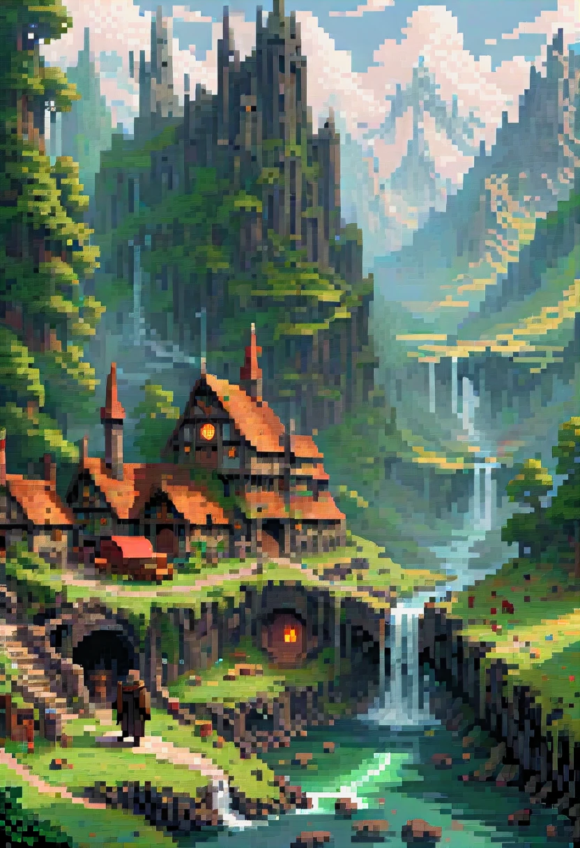 pixel art, "The Lord of the Rings", fantasy, (best quality, masterpiece, Representative work, official art, Professional, high details, Ultra intricate detailed:1.3)