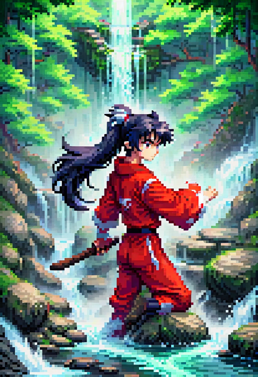 pixel art, "Inuyasha", fantasy, (best quality, masterpiece, Representative work, official art, Professional, high details, Ultra intricate detailed:1.3)