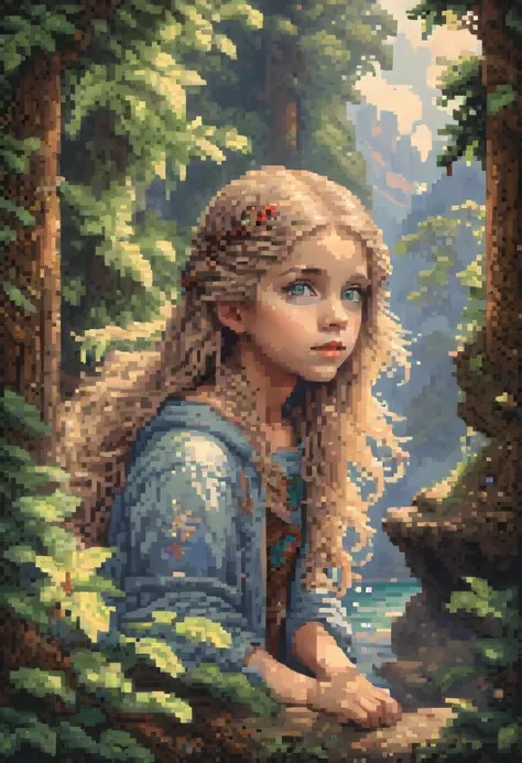 pixel art painting by sophie anderson, best quality, masterpiece, high details, ultra intricate detailed