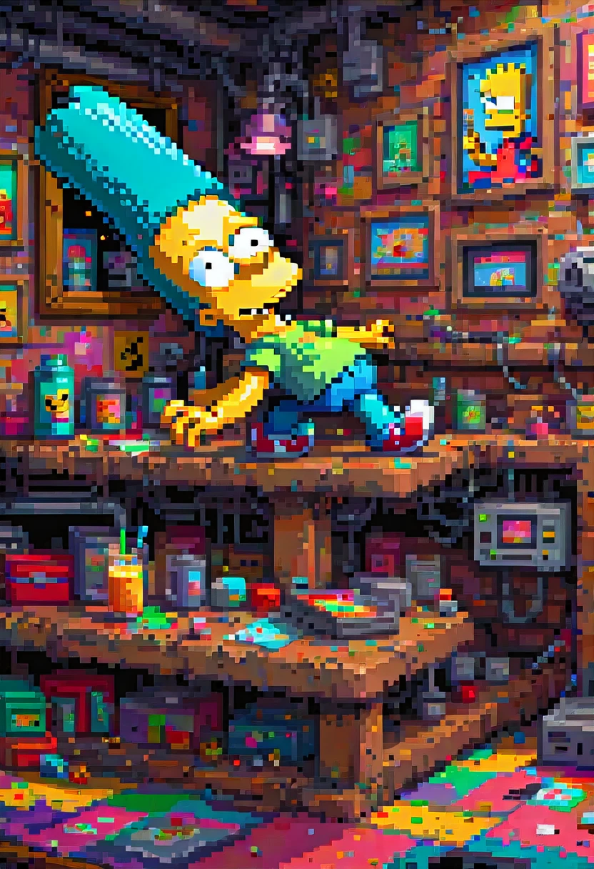 pixel art, "Bart Simpson", fantasy, (best quality, masterpiece, Representative work, official art, Professional, high details, Ultra intricate detailed:1.3)