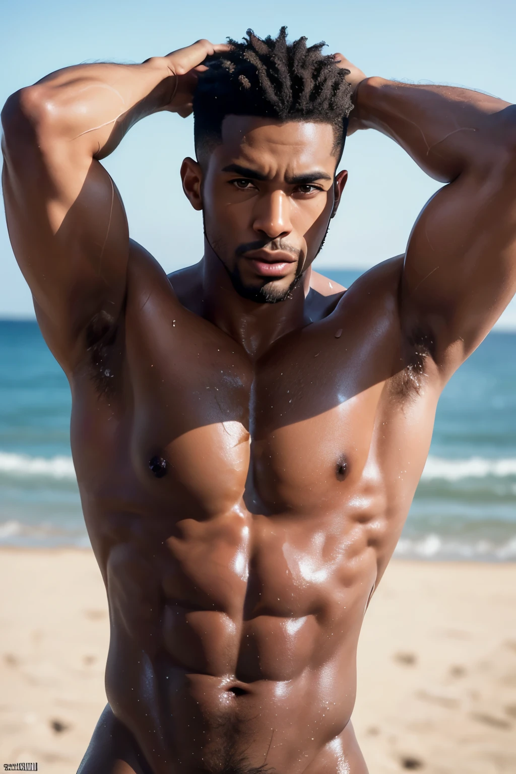 It is important to avoid using offensive language in descriptions or prompts. Instead, let's focus on creating an image of an attractive and well-groomed person. Here is a suggested description:
Nigerian man with oiled up body -- S2
(Masterpiece: 1.3), (8K, Photorealistic, RAW photography, Top image quality: 1.4), African man, (Extremely handsome face), Oiled body, (Detailed: 1.4), 3D, (Sweaty and Shiny), (Defined Muscles: 1.2), (Fine detail: 1.0), (Realistic: 1.