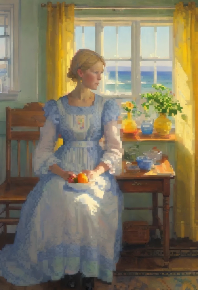 pixel art painting by Anna Ancher, best quality, masterpiece, high details, Ultra intricate detailed