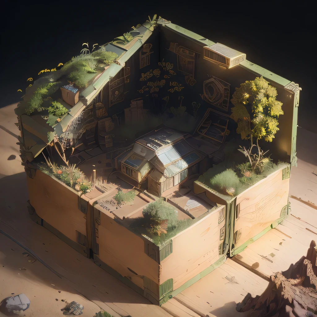 6598年Mars realistic model, (Bifurcation, original photo, best quality, masterpiece:1.4),Steampunk Cyberpunk 6820 City,(CyberpunkMars light:1.3), Mars (related to land),(in a small nature box:1.3),Isometric, small nature, landscape on foundation,landscape,