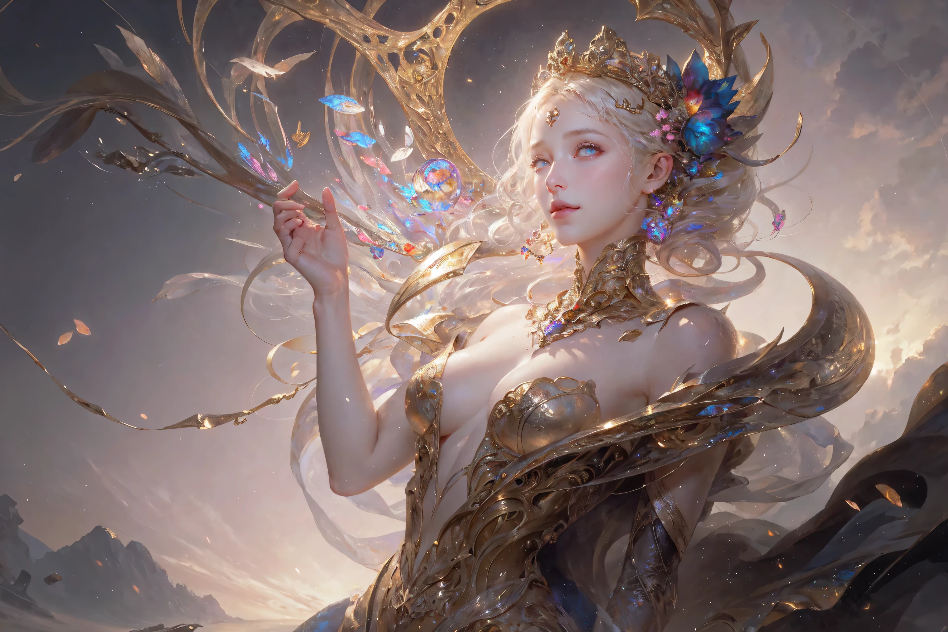 A masterpiece, top quality, best quality, official art, beautiful and aesthetic:1.2, 1girl:1.3, extremely detailed, fractal art:1.3, colorful, highest detailed