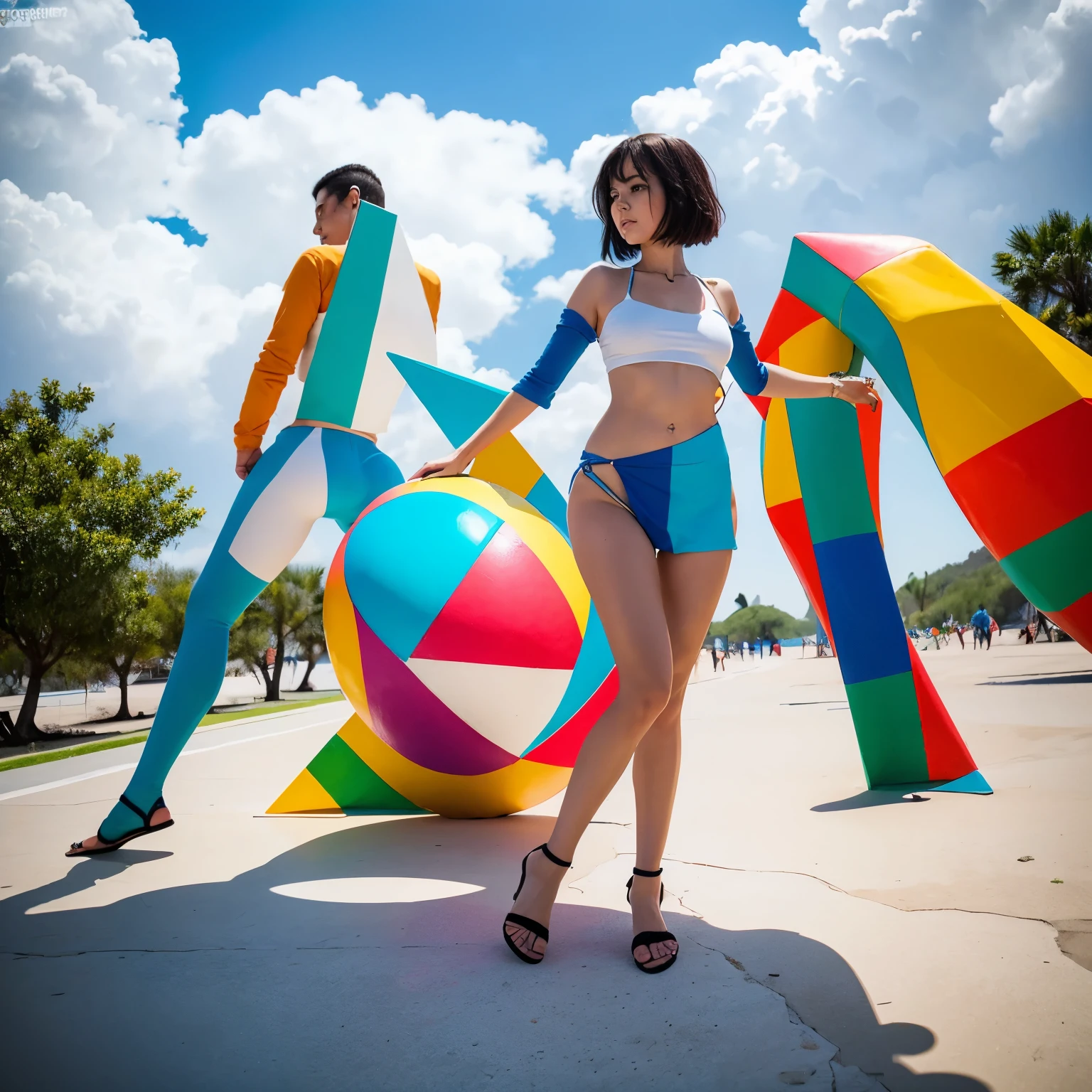 Fotografia figuras geometricas de colores espaciales minimalista (alta calidad)