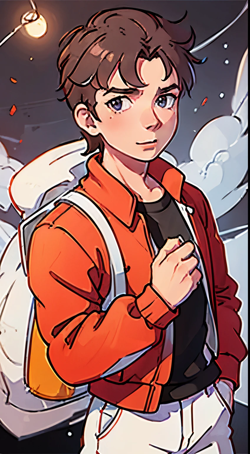 rick astley as a pokemon trainer, wearing red jacket and a pokemon backpack, happy, pokemon anime style, 8k