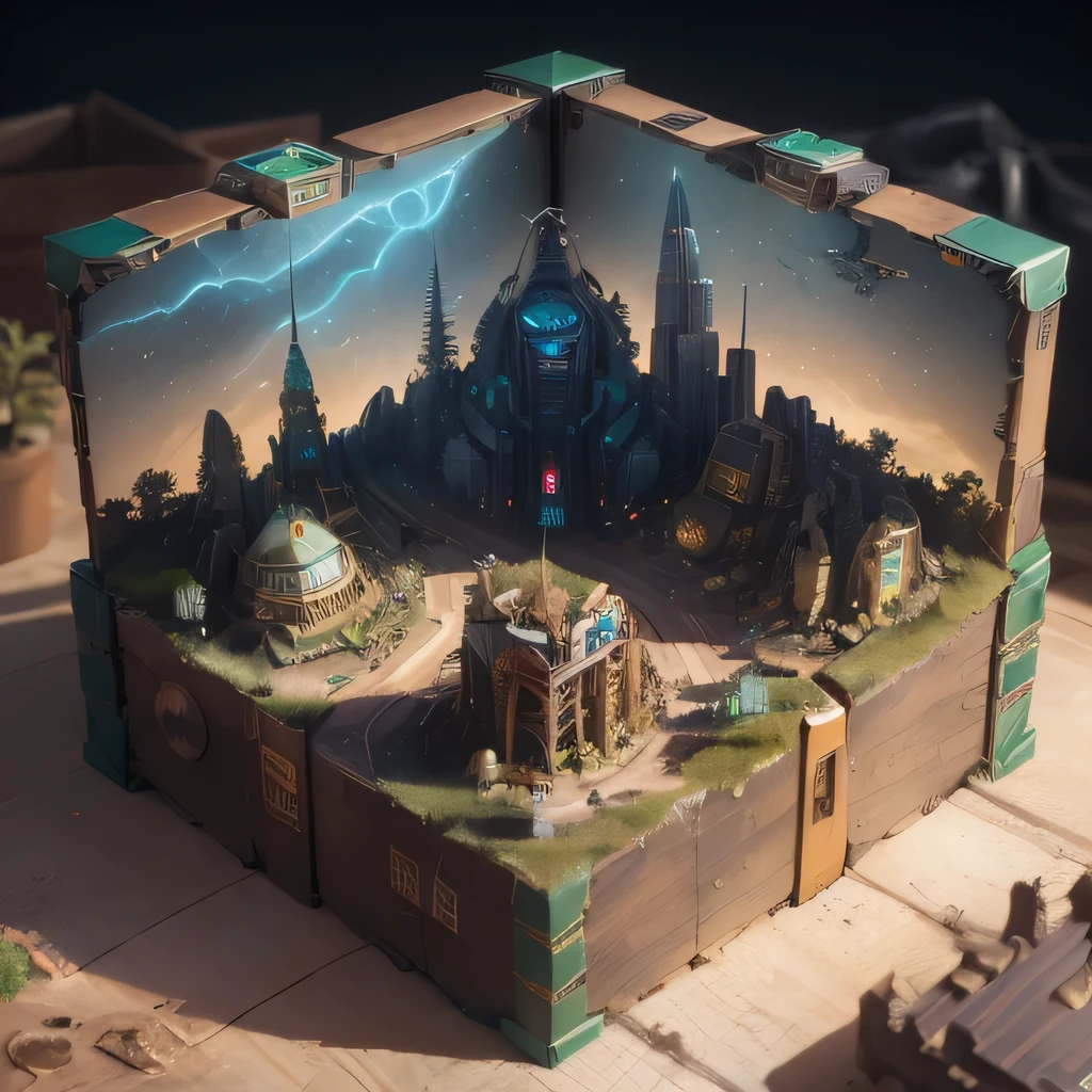 6598年Mars realistic model, (Bifurcation, original photo, best quality, masterpiece:1.4),Steampunk Cyberpunk 6820 City,(CyberpunkMars light:1.3), Mars (related to land),(in a small nature box:1.3),Isometric, small nature, landscape on foundation,landscape,