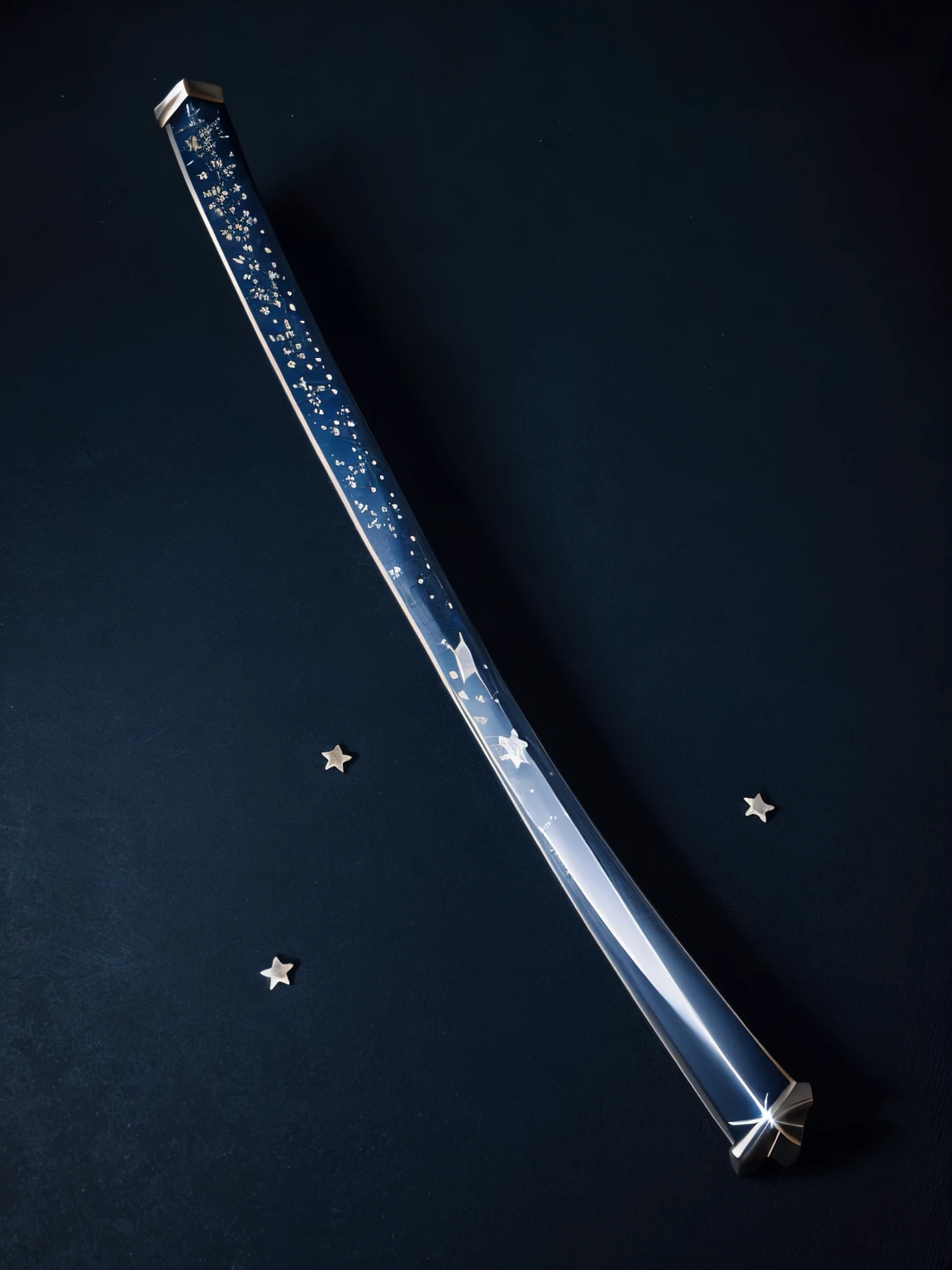 a translucent dark blue katana sheath with small silver dots resembling stars