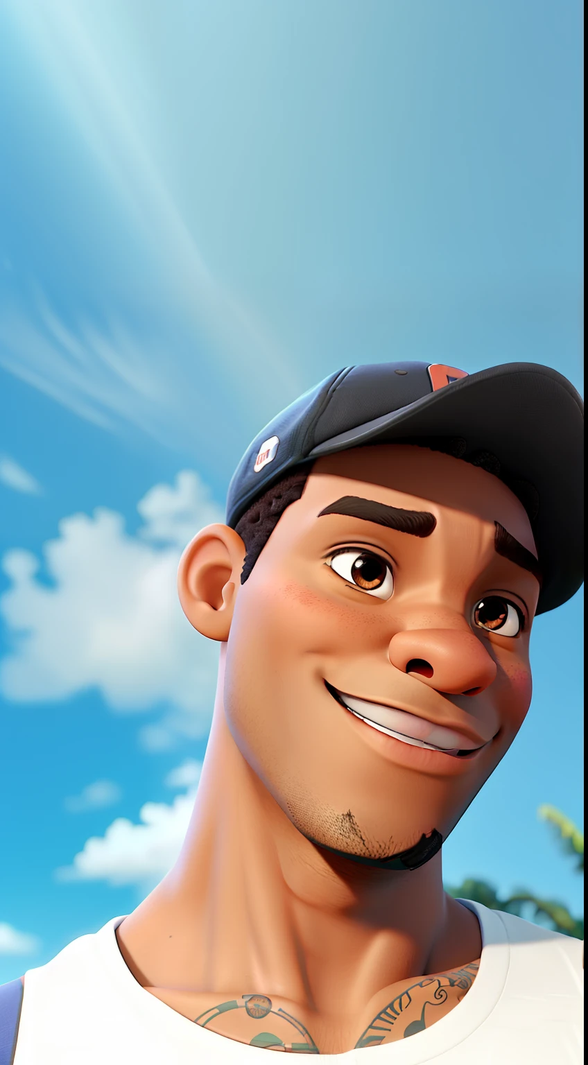  south american black man with cap DINEY PIXAR STYLE. ALTA QUALIDADE MELHOR QUALIDADE