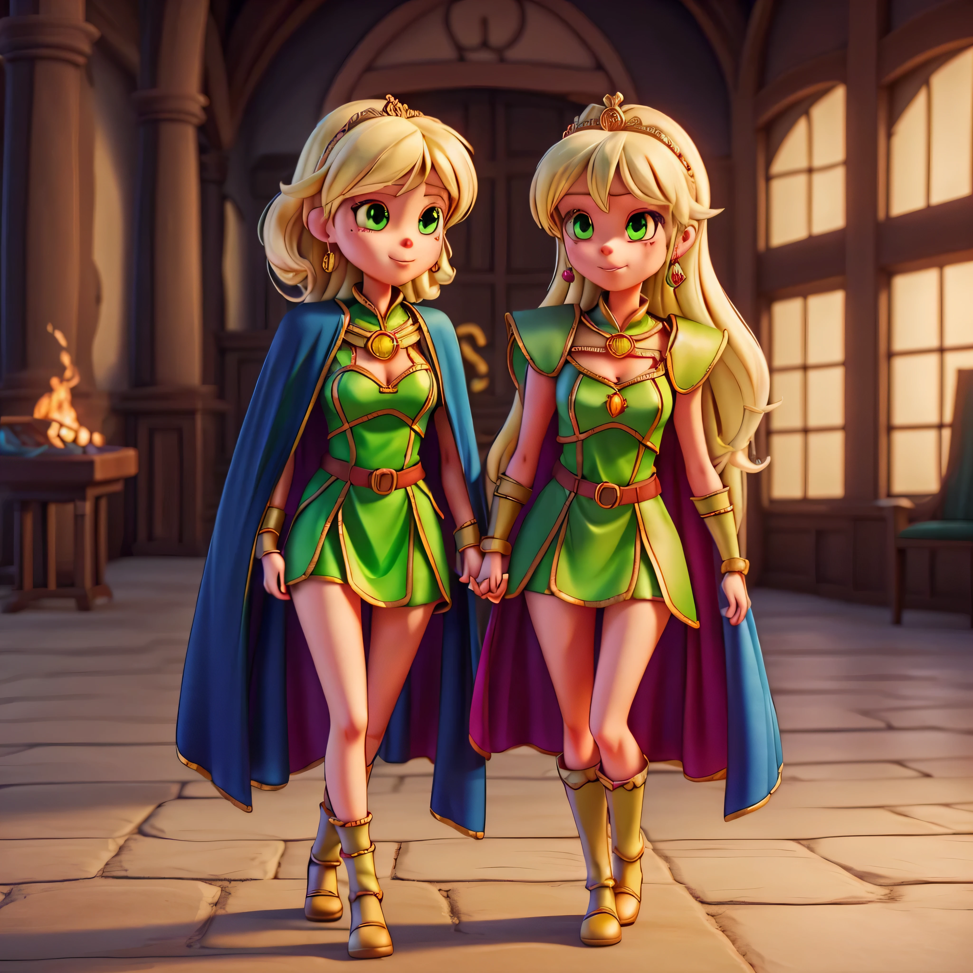 (frieren) and (Deedlit) walking through the forest, (full body view), (frieren has twintais, white hair, green epiceyes, pointy ears, wears white capelet, striped shirt, long sleeves, belt, skirt, black pantyhose, boots, earrings), (deedlit has long yellow hair, green eyes, pointy ears, wears short green dress, short sleeves, tiara, dark blue breastplate armor, dark blue pauldrons, dark blue cape, belt, bootasterpiece, best qualtiy, hdr)), epic beautiful realistic Puppetess elegant princess natural scepter fullbody "Sceptor of Domination" Tabernacle, gorgeous puppeteer bridaldress Lys perfect symmetrical meticulously intricate "Dia de los Muertos" rose, epic pupper-Mistress stunning clean figurine rossdraws puppet dream artgerm digital vibrant DSLR colorful hyper HDR epic UHD tmasterpiece extremely detailed ultra_high-resolution ultra_high-definition ultra_high-quality saturate reflection, varies multi etc. --v6 --s1000 --c20 --q5 --chaos100