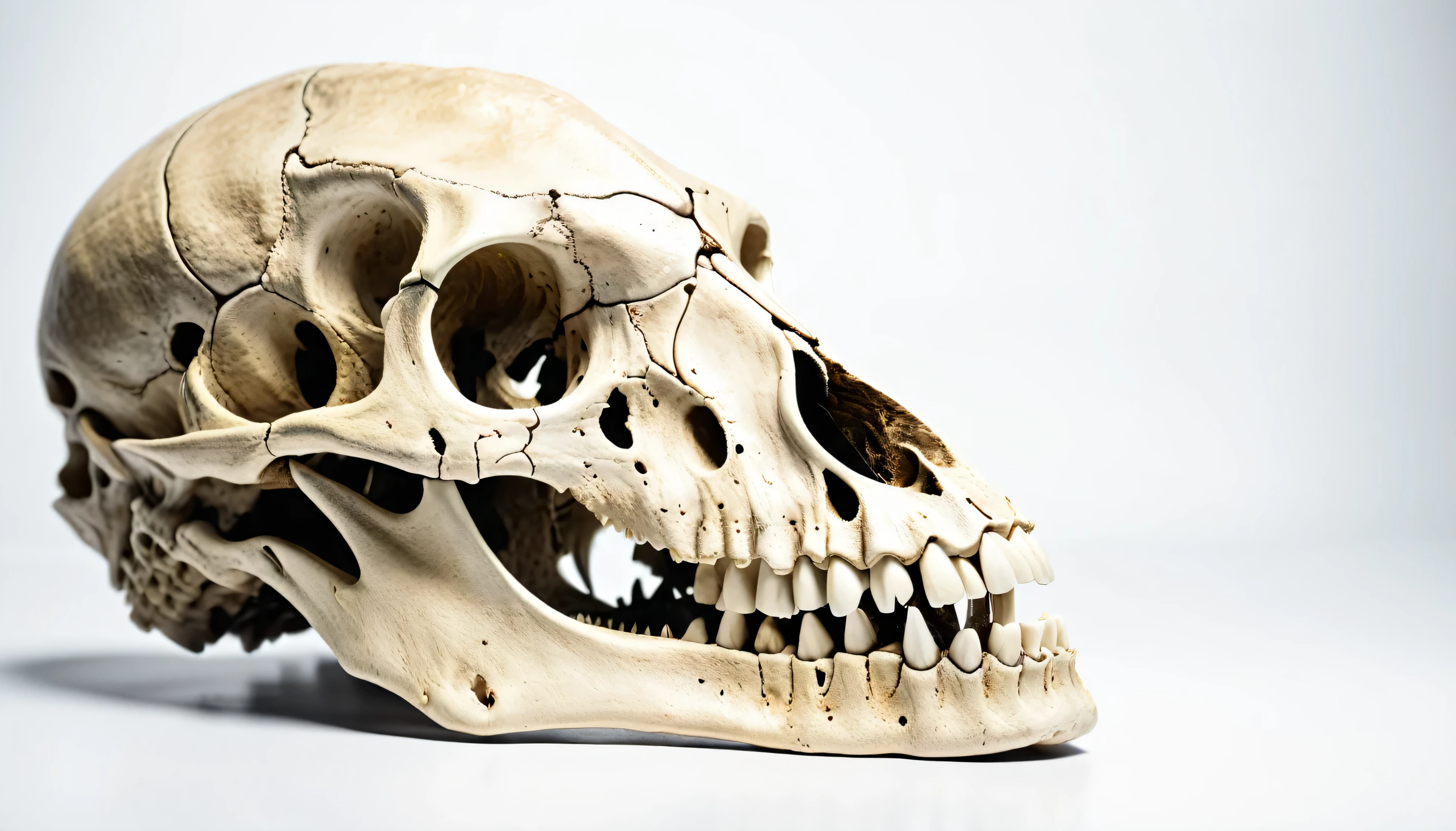 dinosaur skull on white background