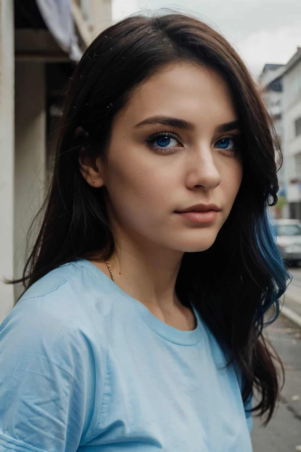 1 fille, , blue eye, ssmile, Longhaire,