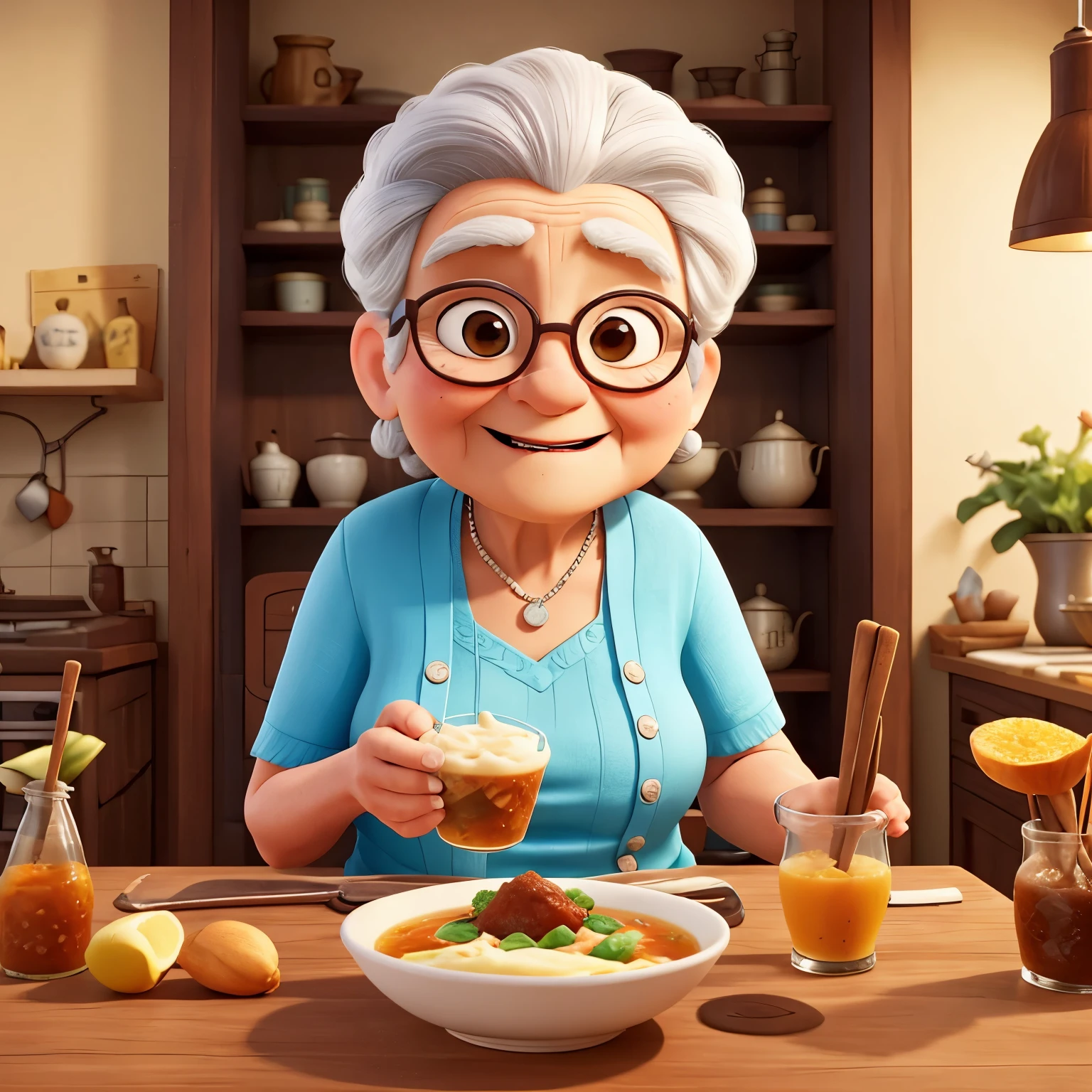 An advertisement where there is a granny with a broth of 31 and in the advertisement it sayom Anita's broths" y el eslogan diga "a unique flavor that you must try" y que tambien diga "estamos ubicados en las calles 2 de diciembre y cambal"