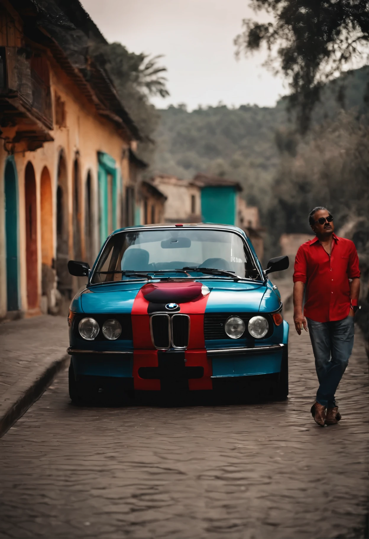 A man with cote MR oyon Goswami. A BMW in the back