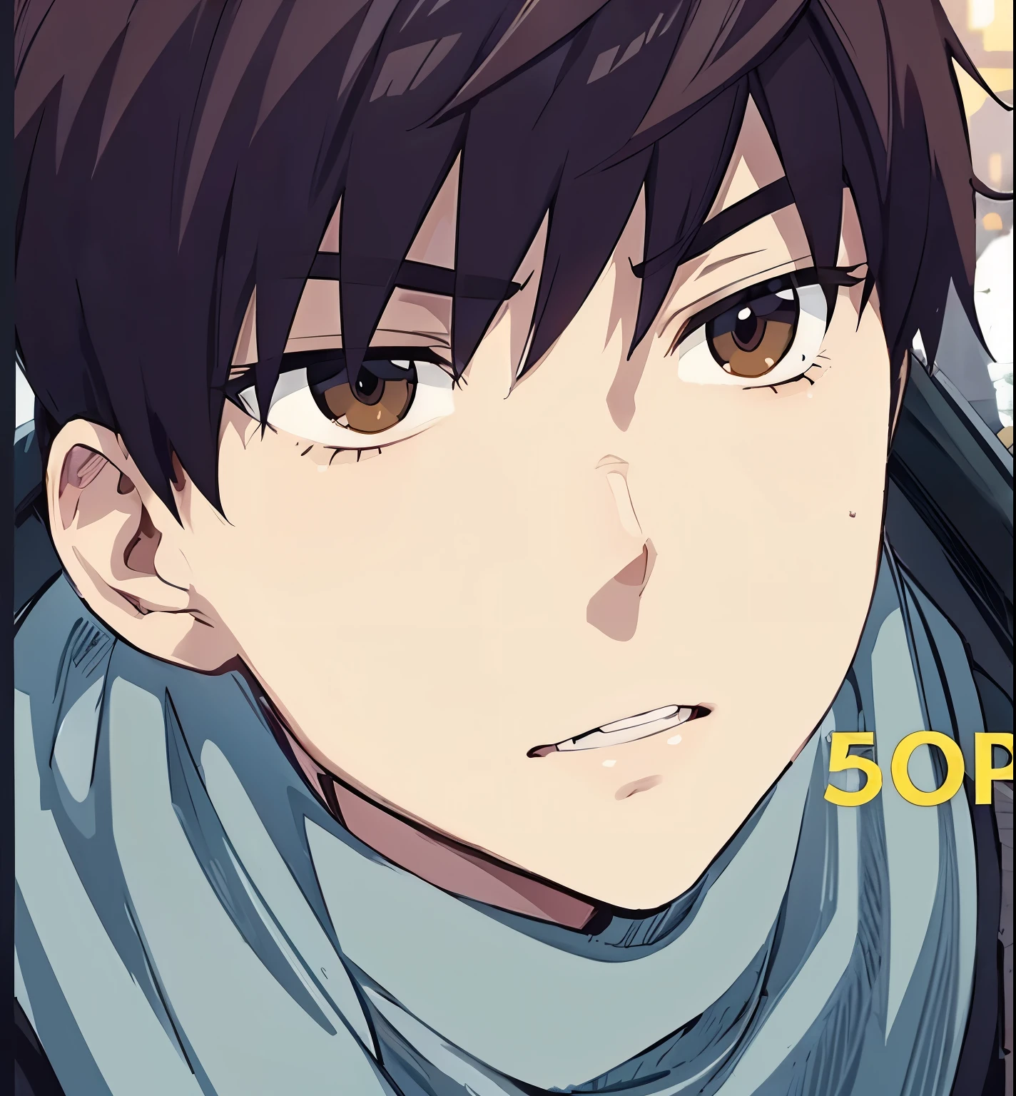 anime style, A guy squat at rooftop, outdoors, upper body, evil eyes, angry, brown eyes, devil, dark smoke, fire at city building, front view, focus on viewer, photo real, ultra detailed, masterpiece, ultra high quality, ultra high resolution, ultra realistic, ultra reflection, ultra lighting, detailed background, dramatic lighting, low key, dark tone, 8K