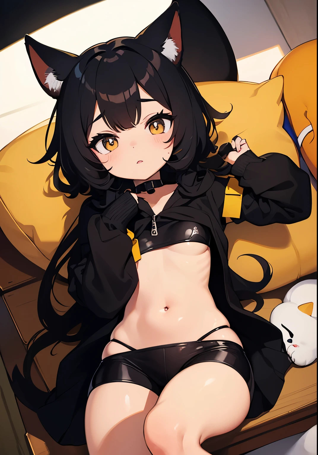 Anthro gato preto olhos amarelos