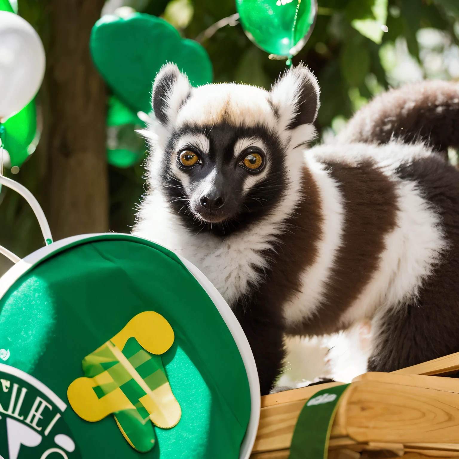lemur celebrating st. patricks day