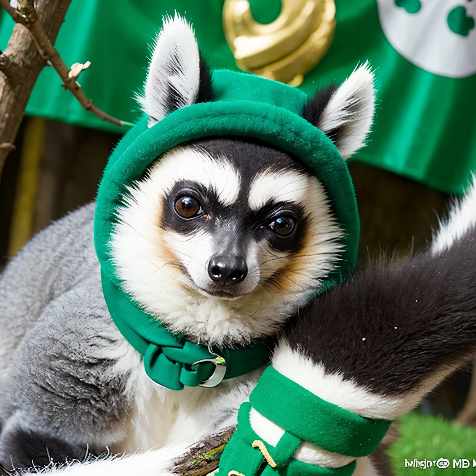 lemur celebrating st. patricks day