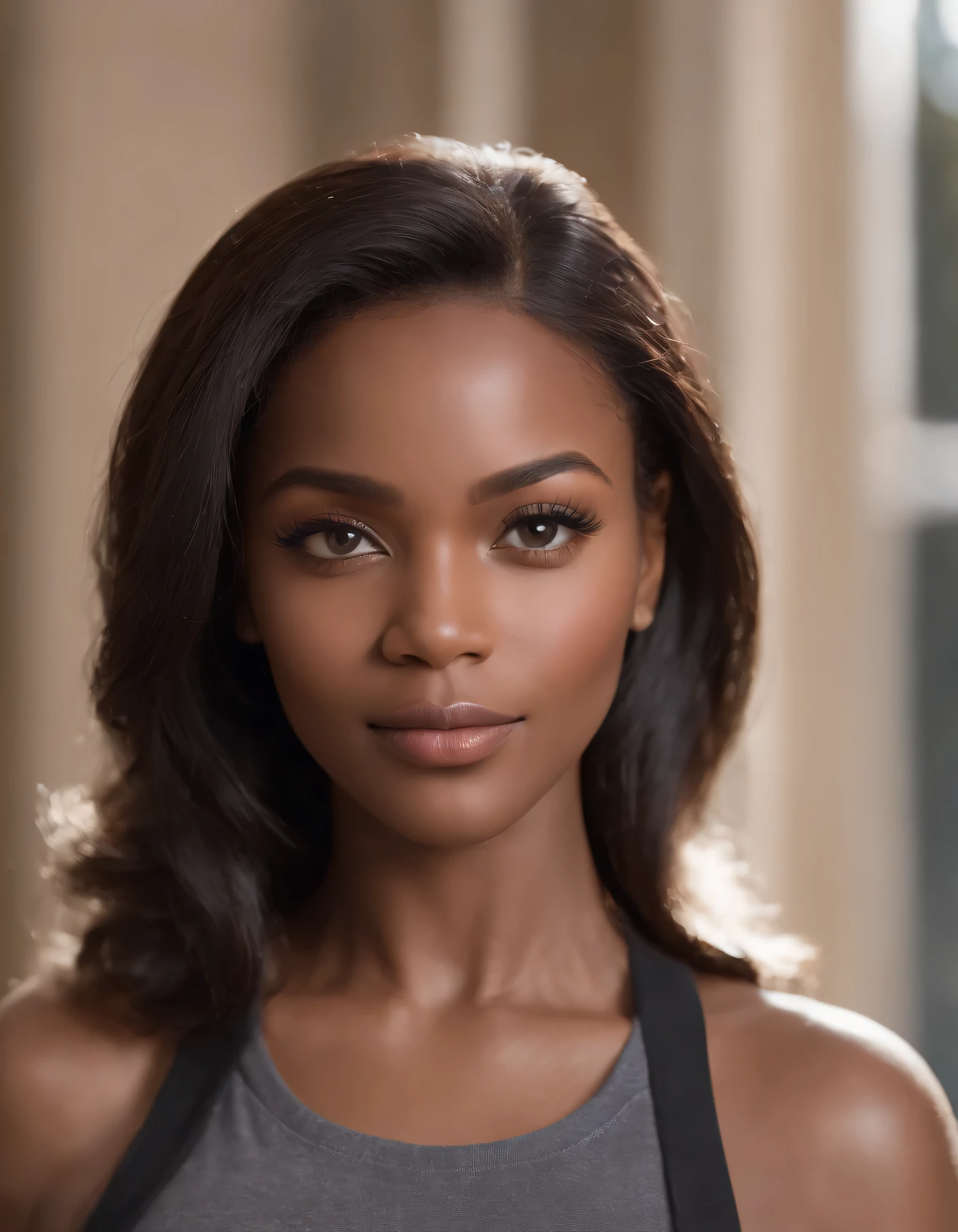 Ultra realistic photo, corps complet de fille noire, Best quality, Masterpiece, black woman inspired by Barbie, peau noire, beau visage, Porter un jean et un sweat-shirt noir, realistic smooth skin, Ultra realistic skin, pose dynamique. Bonne composition, stunning, very detailed skin, parfait beau visage jeune