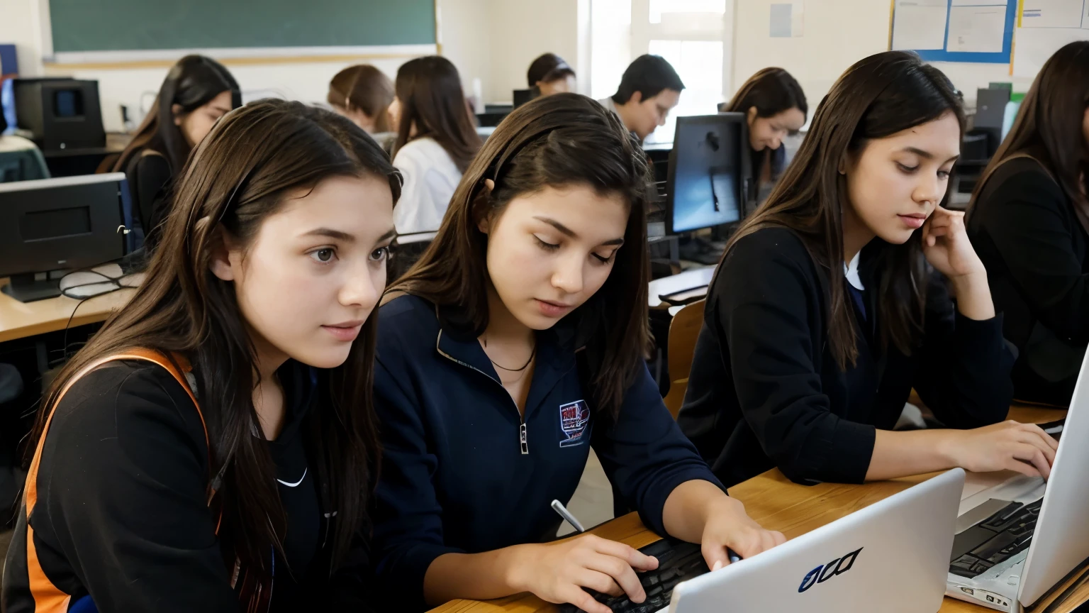 Group of students using computers