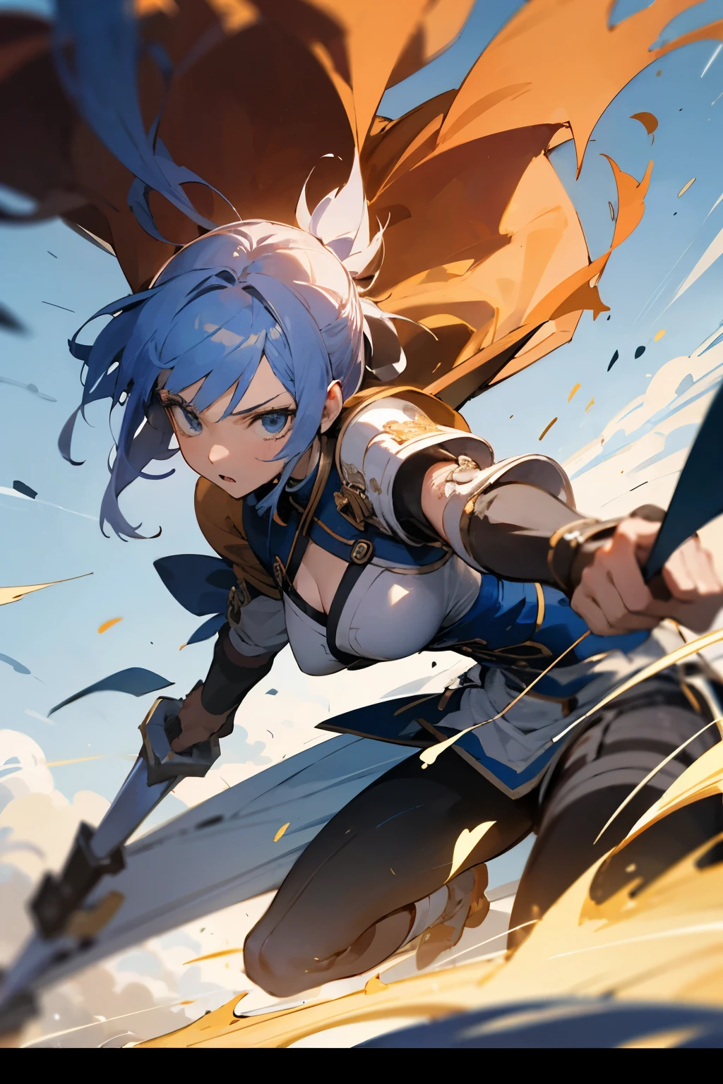 realismo,anime, girl atack con espada, esquivando ,combate en defensiva, epic ,estilo fotografia ,wallpaper hd, detallado
