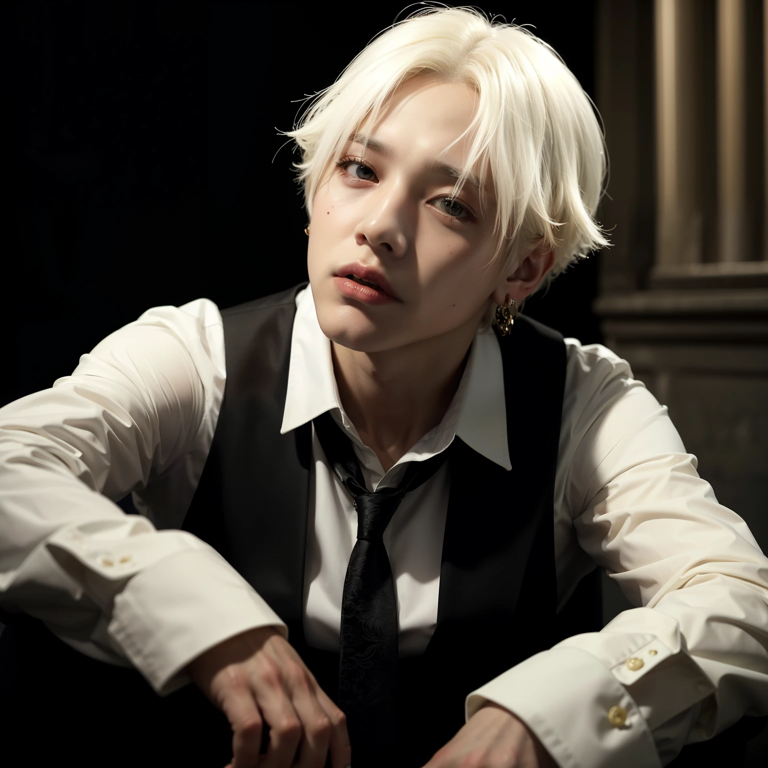 hombre Albino, cabello blanco, foto de alta calid, kim taehyung of bts, cabelo blanco atractivo, cara masculina.