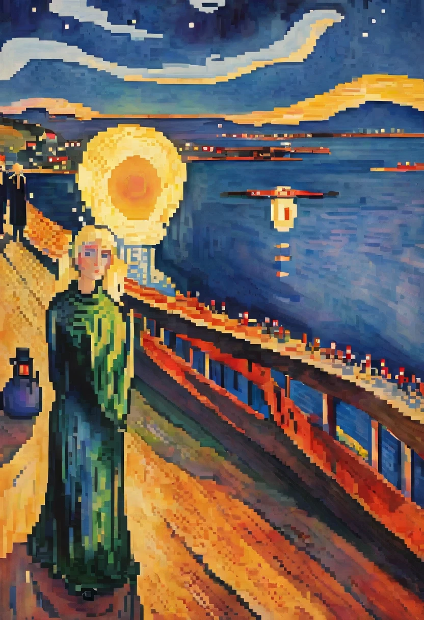 ((arte de pixeles:1.5)), 2D, Edvard Munch El Grito, arte pixeles