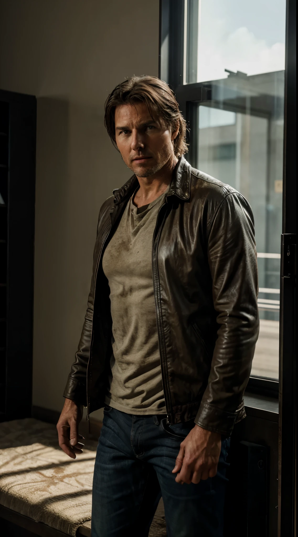 Tom Cruise as Rick Grimes from The Walking Dead,half body, XF IQ4, 150MP, 50mm, ISO 1000, 1/250s, natural light, Adobe Lightroom, photolab, Affinity Photo, PhotoDirector 365