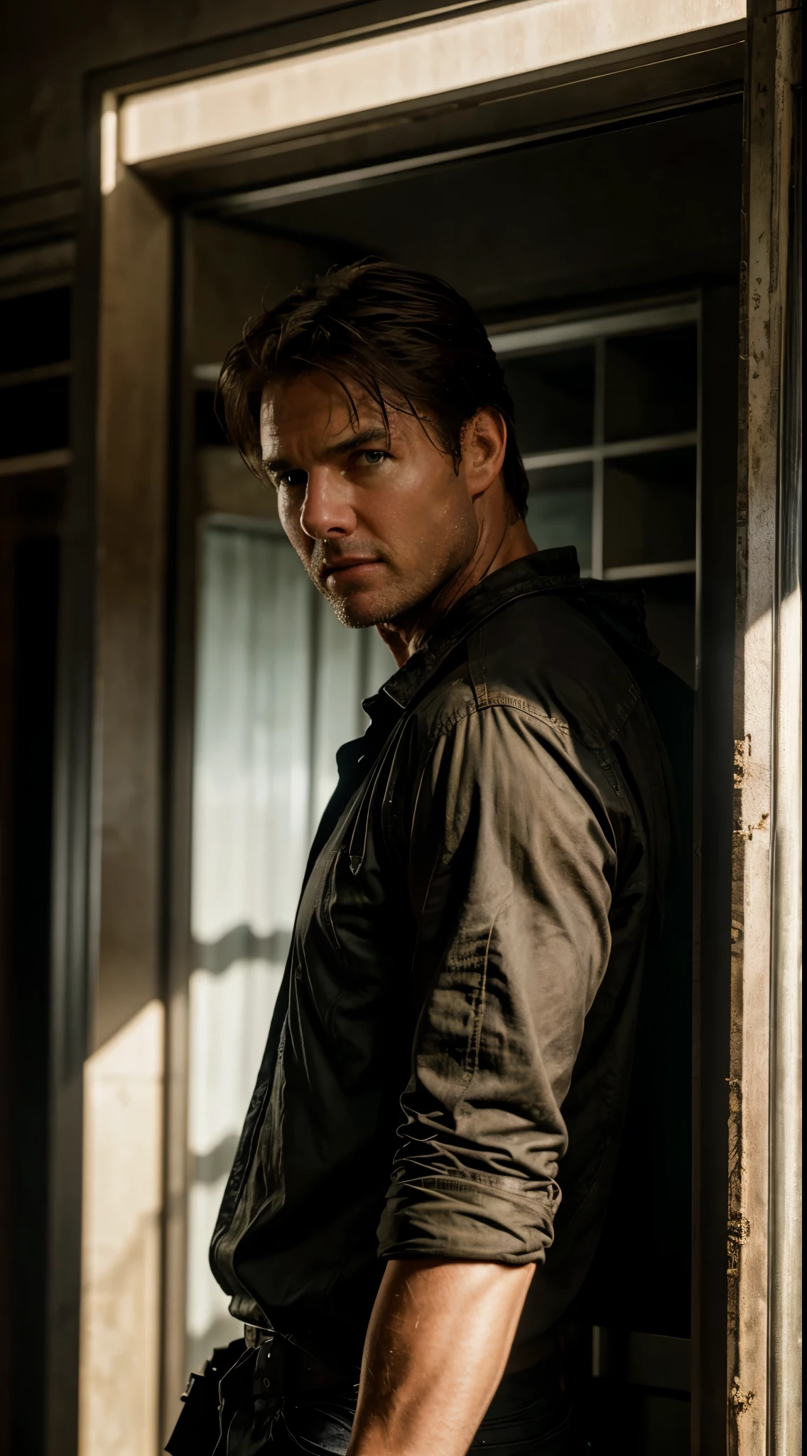 Tom Cruise as Rick Grimes from The Walking Dead,half body, XF IQ4, 150MP, 50mm, ISO 1000, 1/250s, natural light, Adobe Lightroom, photolab, Affinity Photo, PhotoDirector 365