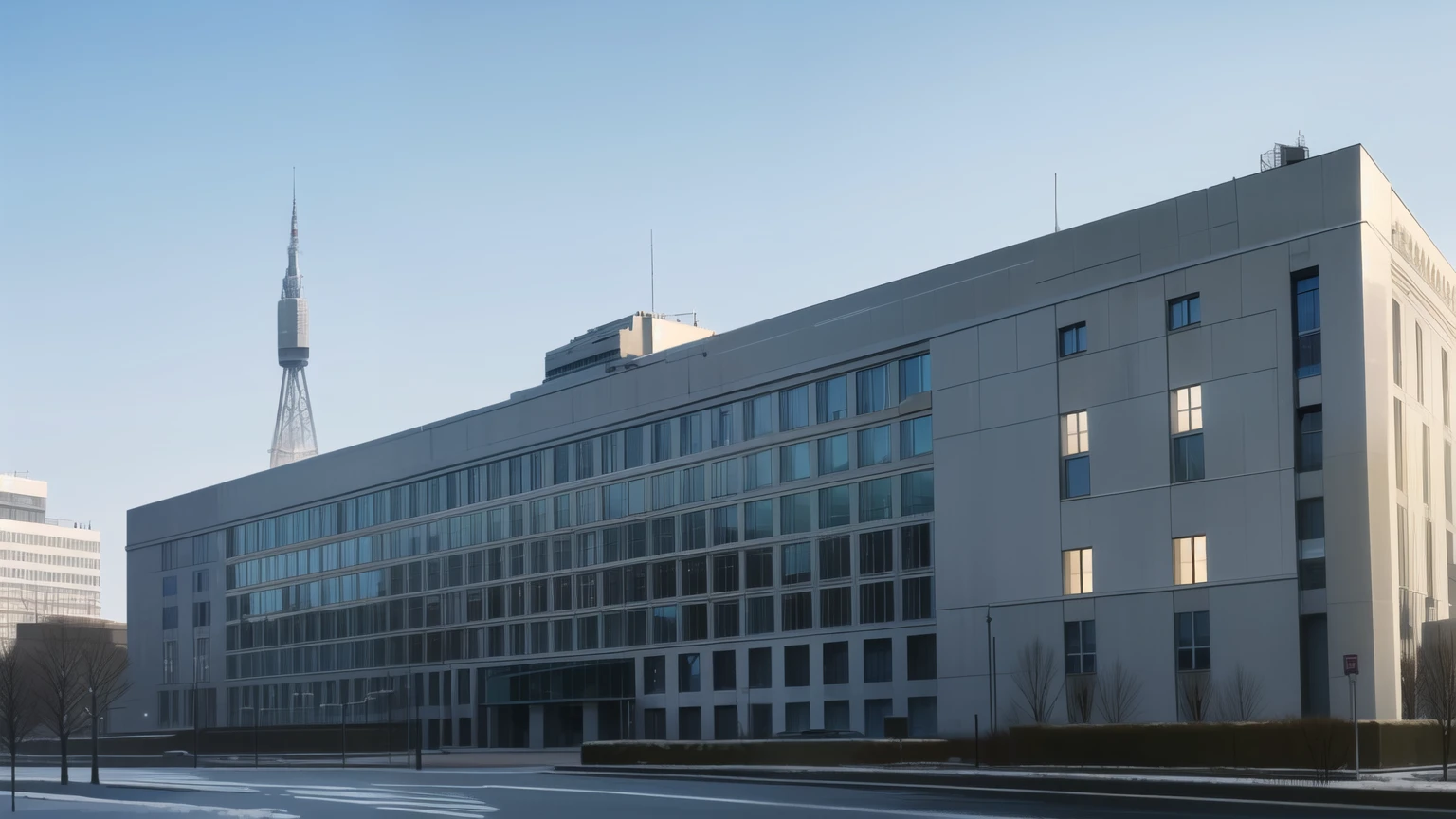 (european research center building cold war era style building), (europe cold war era style building research center building), (europe cold war era style building)