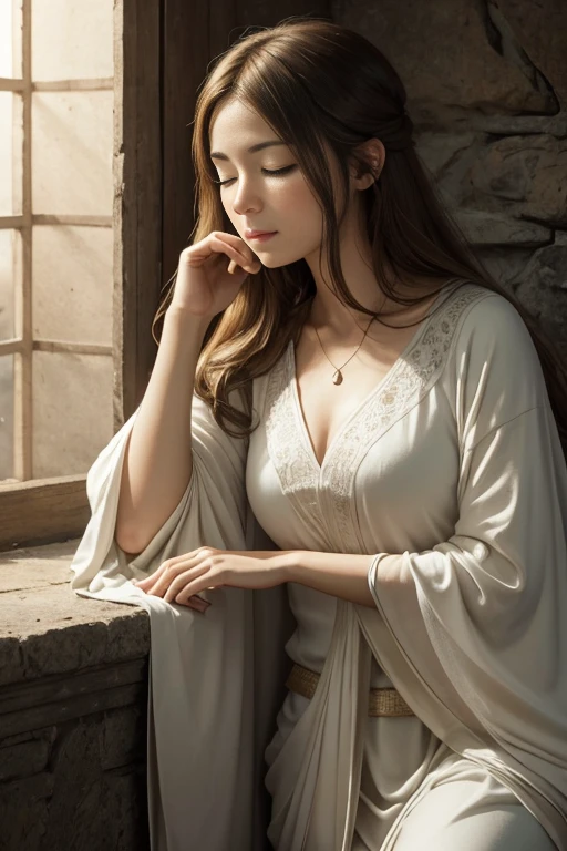 7. Femme en sagesse:

Femme en sagesse.
The light is soft and melancholic.
The face is closed and constrained.
La pose est posée et mélancolique