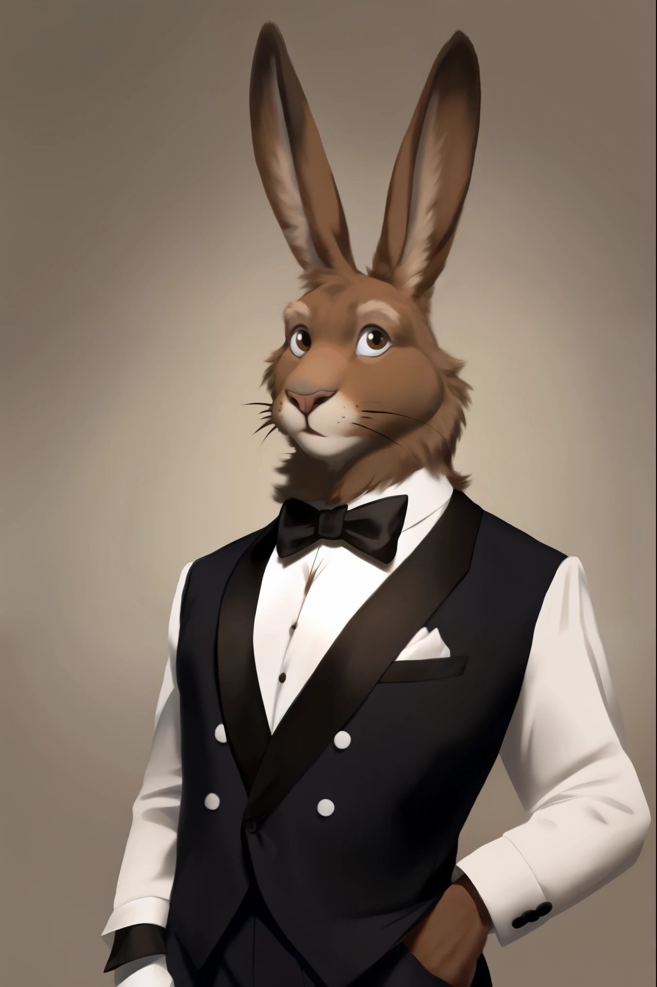 Hare in tuxedo