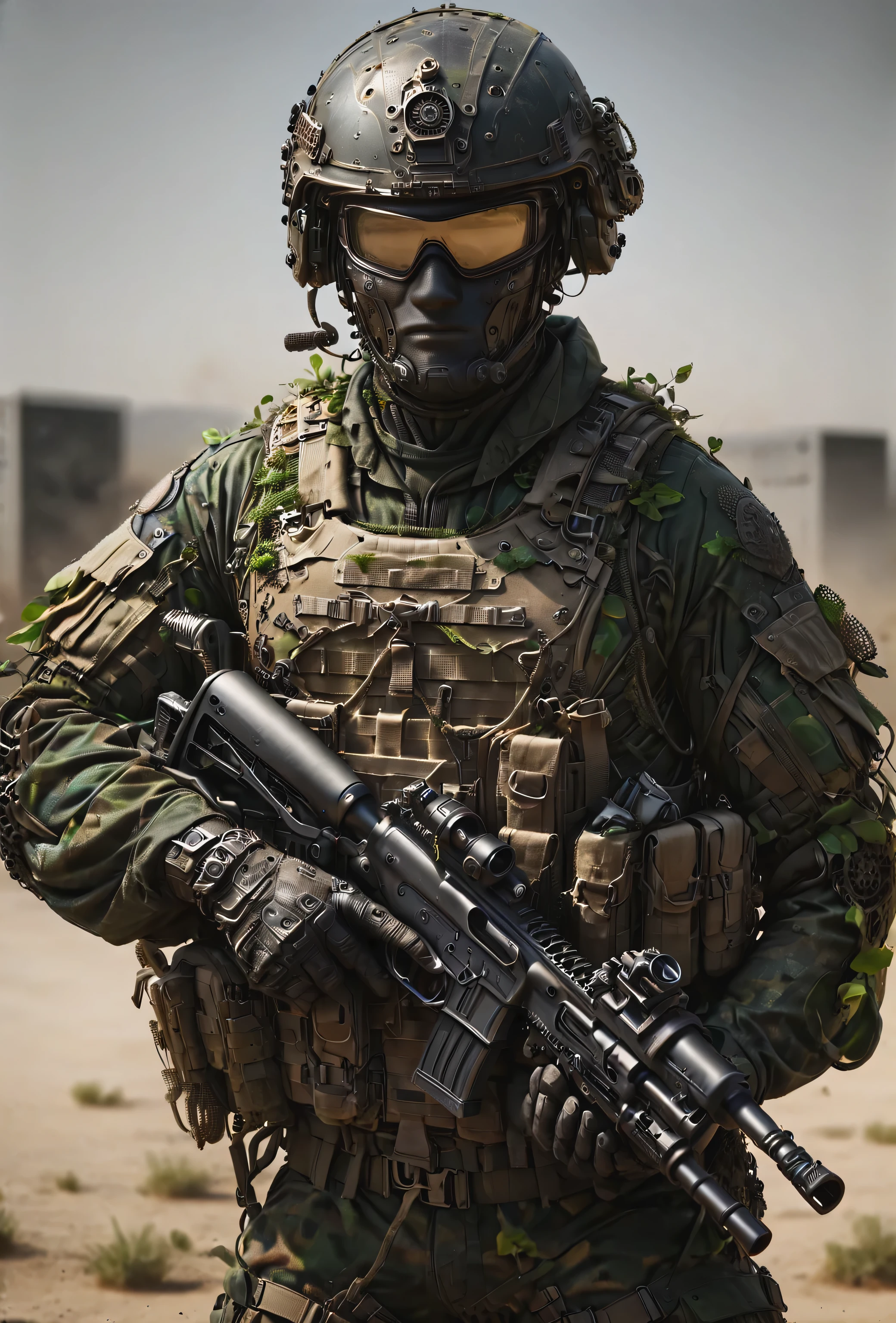 arafed soldier in camouflage with a rifle and helmet, wearing tactical gear, military gear, dressed in tactical armor, airsoft cqb, special forces security, tactical armor, tactical gear, rugged soldier, future soldier clothing, portrait of a navy seal soldier, french special ops, clothes in military armor, military, ready for combat, full soldier clothing, combat gear