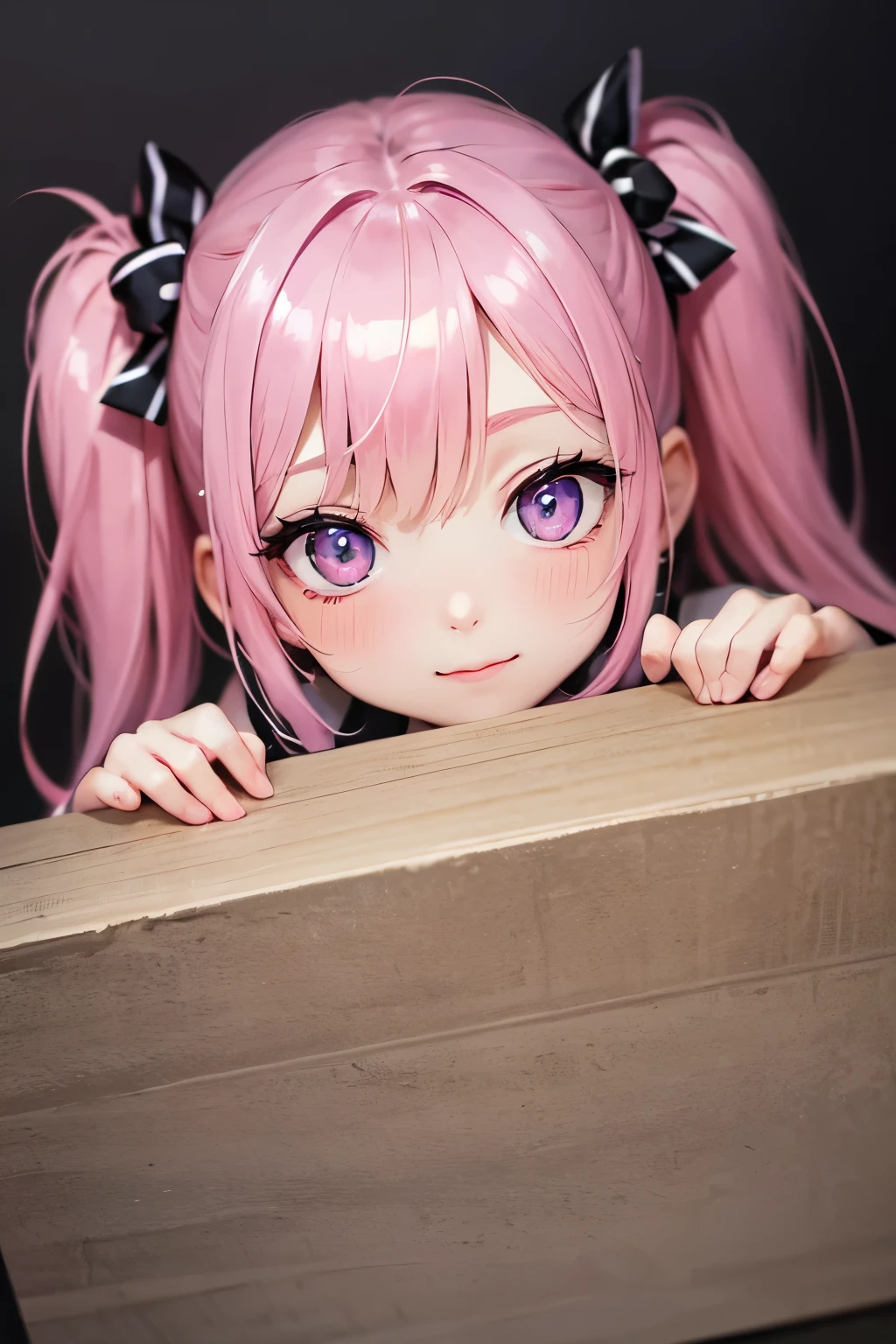 striped hair,pink twintail hair, Hello, mole under eye, mole under mouth, heart shaped eyes, long eyelashes, pink eyes, heart shaped choker、Full body Esbian、look at the audience、shy, blush, teeth, ear blush, nose blush,anime style, color field paint, ray tracing, bloom, one person'perspective, nffsw, award-winning, 16k, 最high quality, advanced details, high quality, table top, High resolution, Accurate, Super detailed